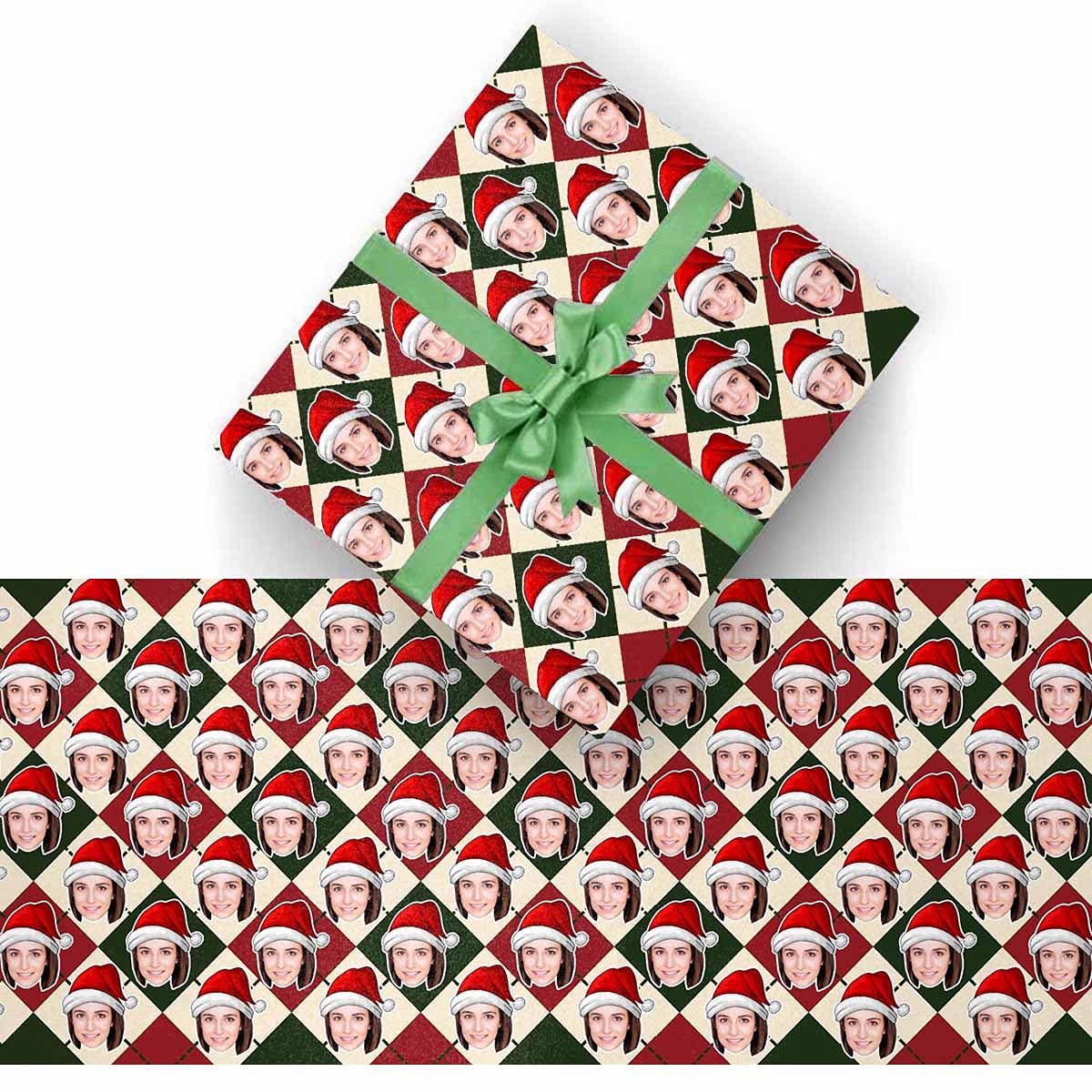 InterestPrint Custom Photo Wrapping Paper Merry Christmas with Christmas hat Wrapping Paper Custom Name Gift Wrap Roll Perfect for Birthdays 58"x 23"
