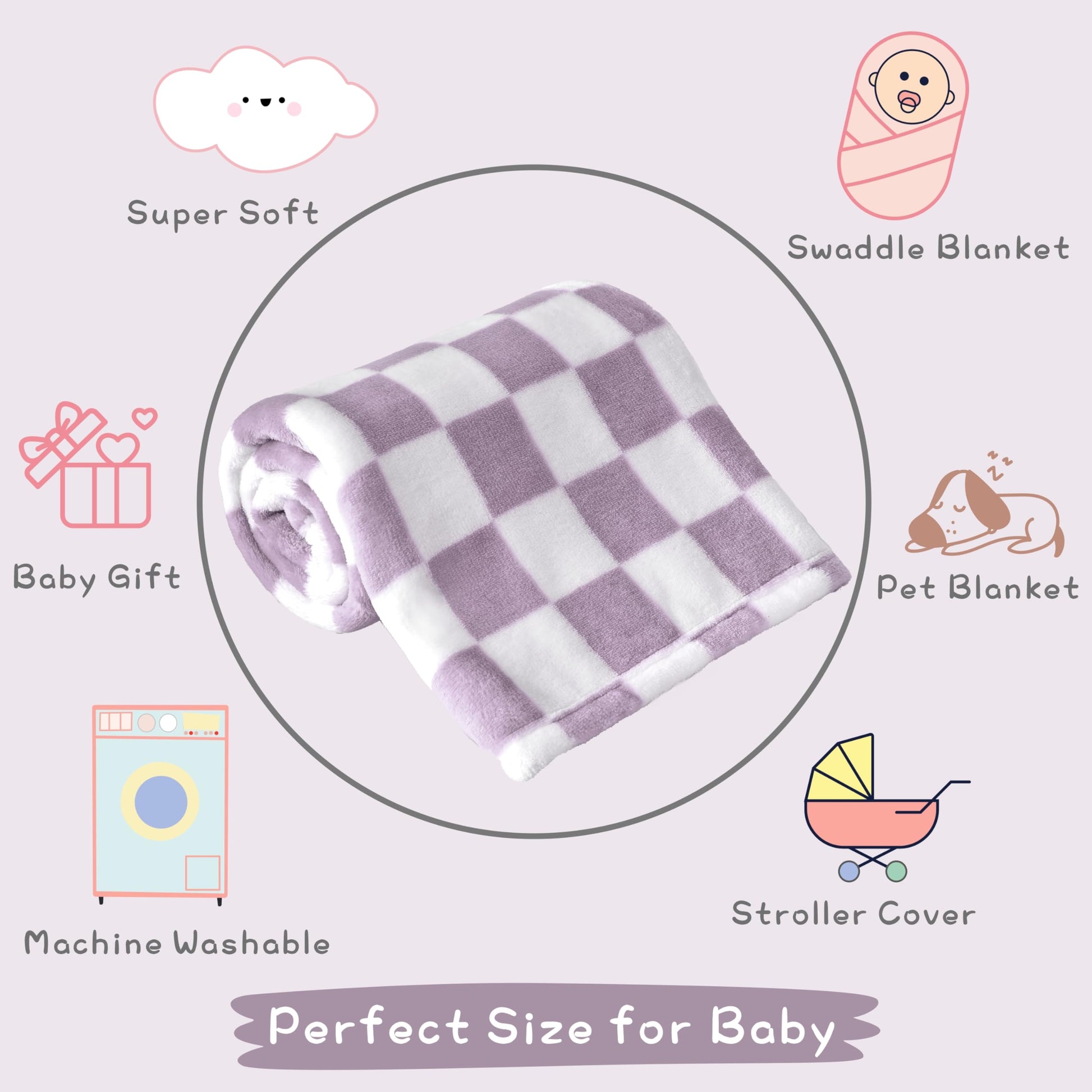 Yurhap Checkered Baby Blanket Fleece Baby Blankets Neutral for Boys Girls, Super Soft Warm Lightweight Infant Toddler Newborn Receiving Blankets for Crib Stroller, 30''x40'', Khaki