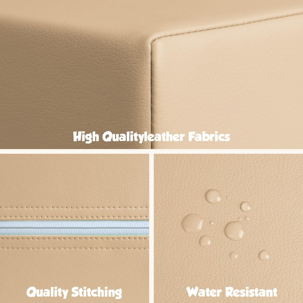 4-Piece Soft PU Leather Toddlers Climbing Toys, Baby Foam Climbing Blocks for Toddlers 3, Foam Play Gym Climbing Structures, Indoor Climb and Crawl Activity Play Set (White and Coffee)