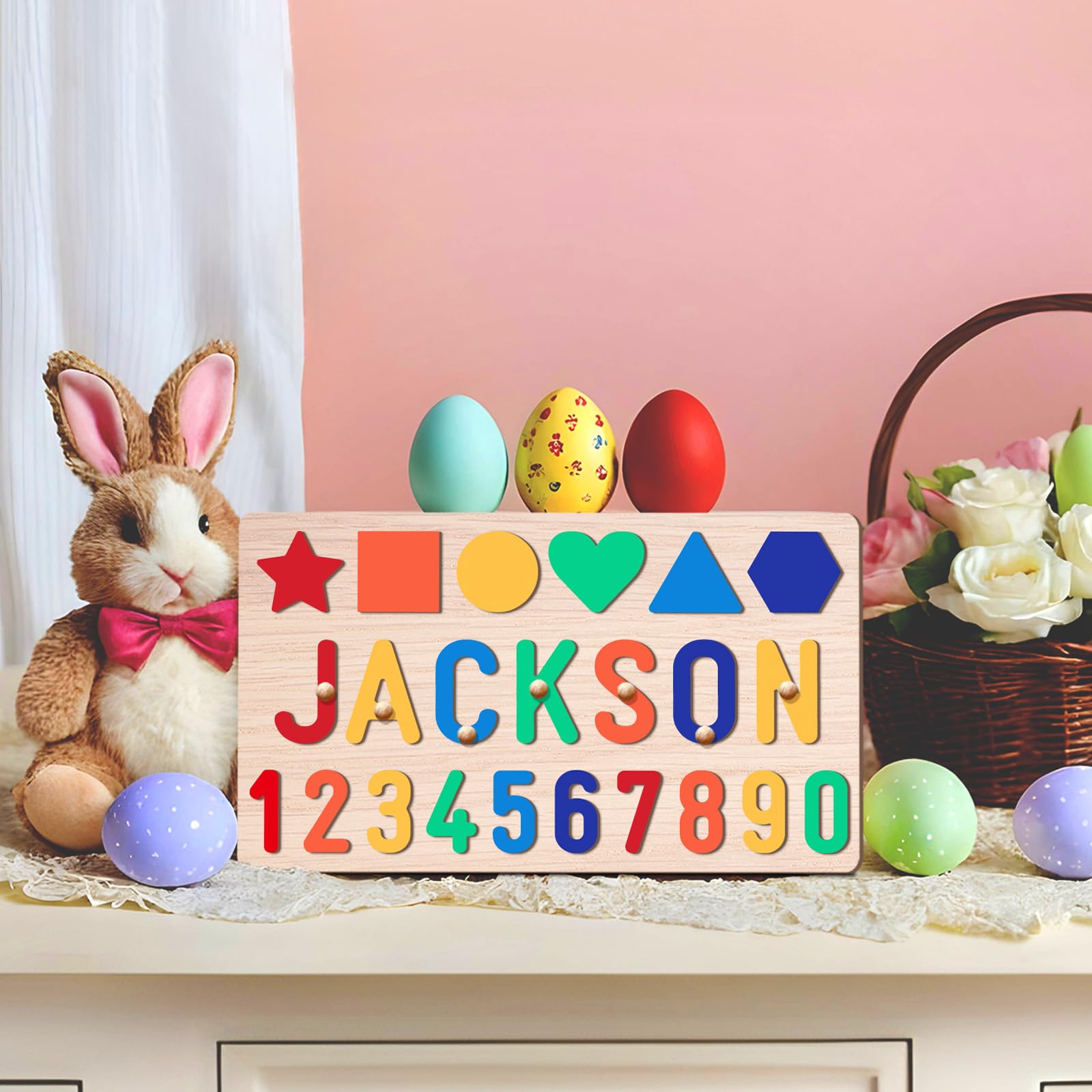 Personalized Name Puzzle for Kids, Personalized Baby Gifts Custom Name Puzzles for Toddlers 1-3 Animal Puzzle, Customized 1st Birthday for Girls & Boys Wooden Puzzle Montessor Toys for Kids