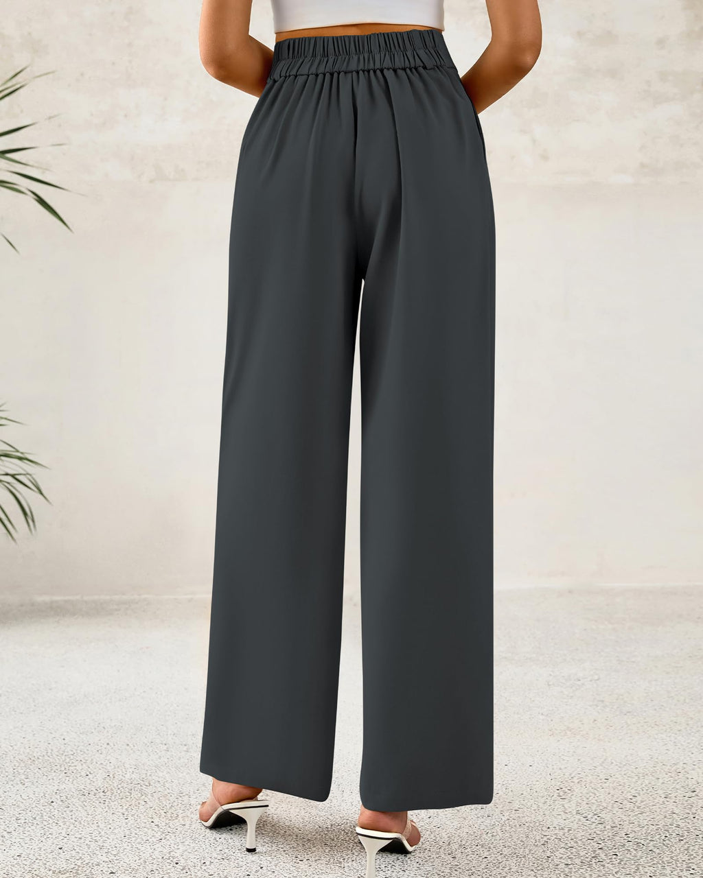 BTFBM Women Wide Leg Dress Pants 2025 High Waisted Button Pleated Business Casual Trousers Office Work Palazzo Pants