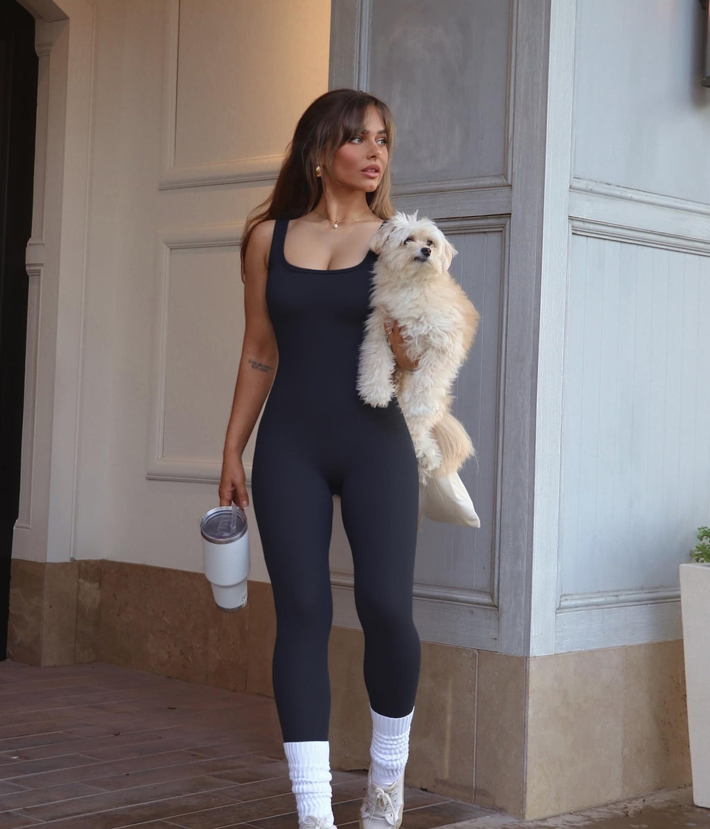 TrainingGirl One Piece Jumpsuits for Women Summer Workout Yoga Gym Rompers - Casual Cute Sleeveless Bodysuits Tank Top