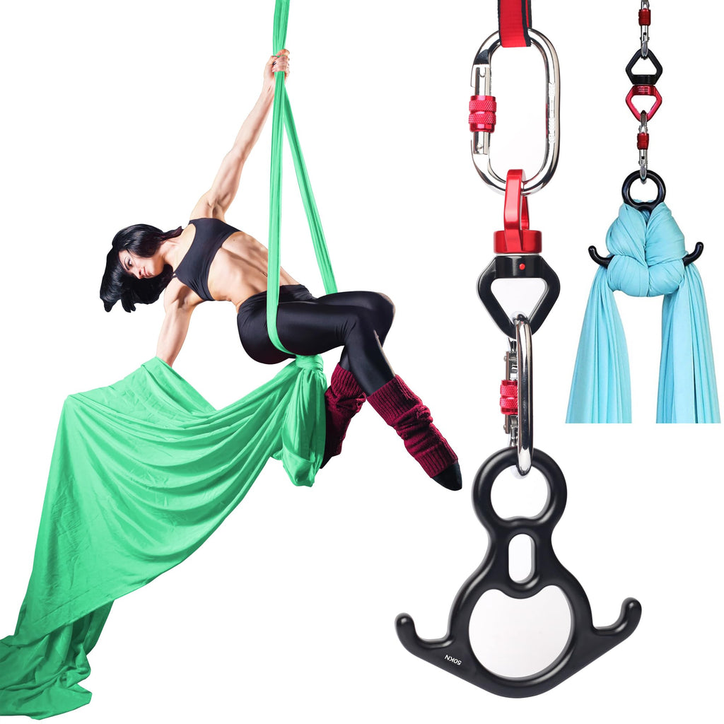 Aerial Silks Set, Premium Ariel Yoga Hammock 9 Yards Aerial Silk, Low-Stretch Fabric, Yoga Starter Kit for Home, Aerial Rig for All Skill Levels - All Hardware Included