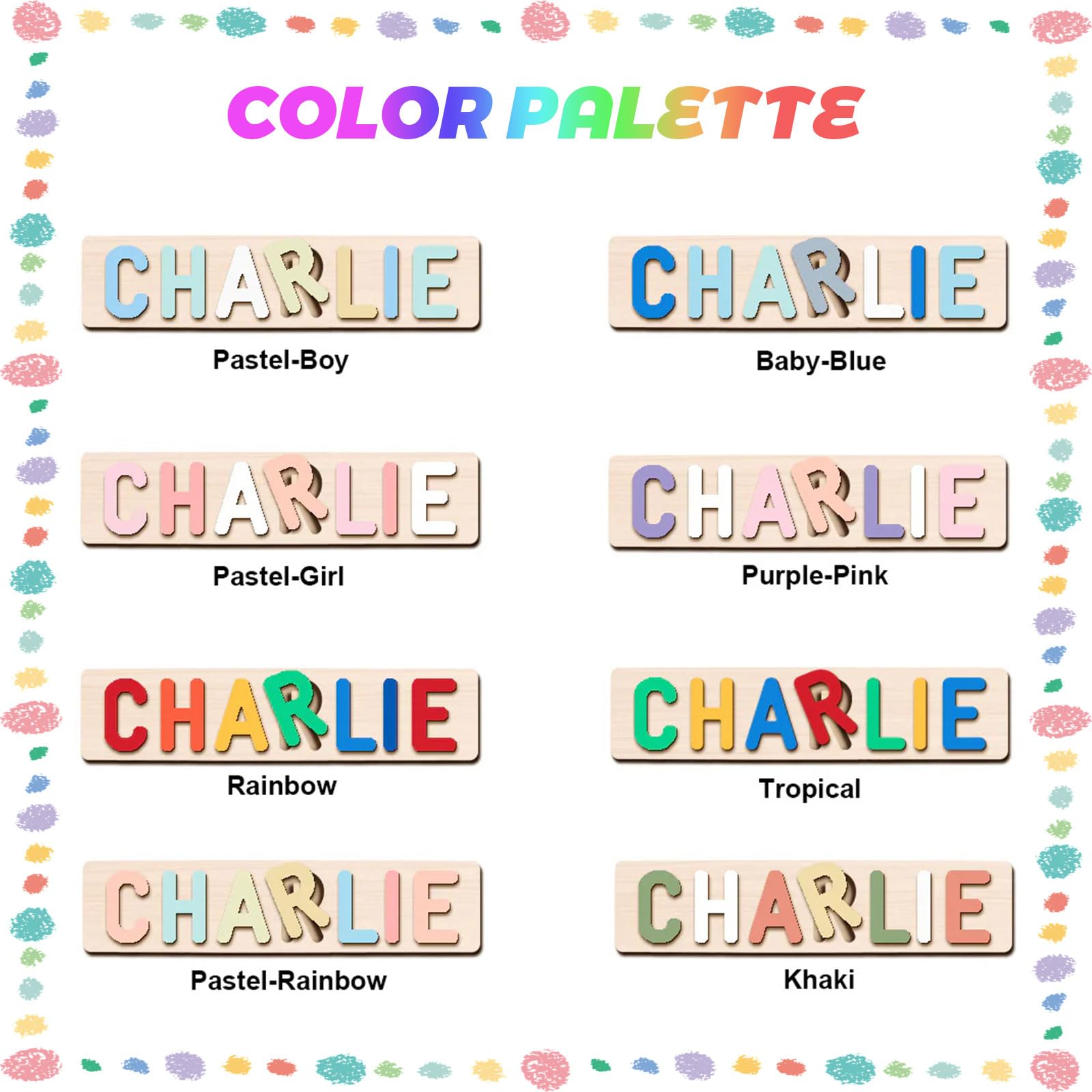 Personalized Name Puzzle for Kids, Personalized Baby Gifts Custom Name Puzzles for Toddlers 1-3 Animal Puzzle, Customized 1st Birthday for Girls & Boys Wooden Puzzle Montessor Toys for Kids