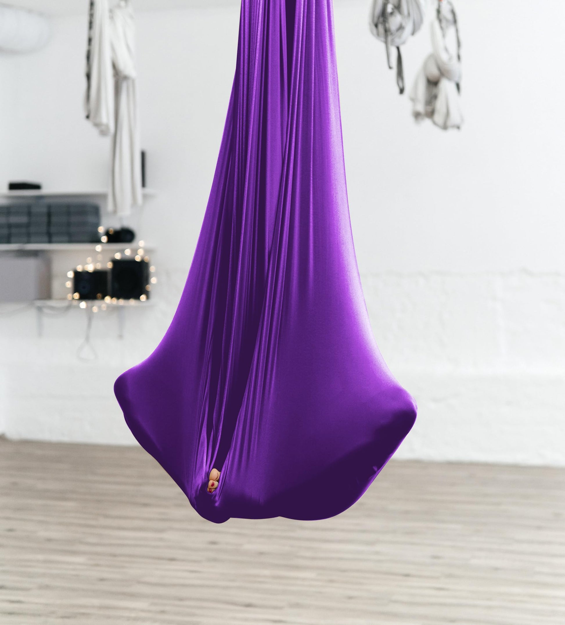 Aerial Silks Set, Premium Ariel Yoga Hammock 9 Yards Aerial Silk, Low-Stretch Fabric, Yoga Starter Kit for Home, Aerial Rig for All Skill Levels - All Hardware Included