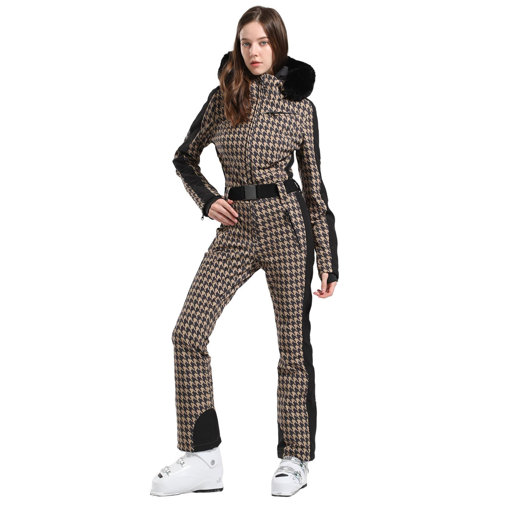 IMPHUT Women's One Piece Ski Suits Slim Waterproof Jumpsuits Windproof Snowsuit Insulated Ski Jumpsuit Skiing Sports