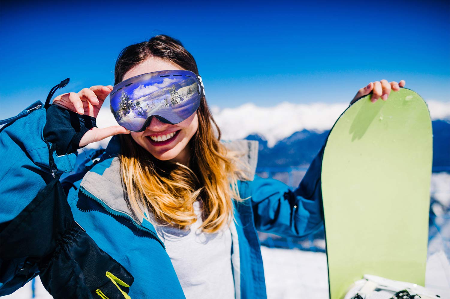 EXP VISION Snowboard Ski Goggles Men Women Youth, Anti Fog OTG Winter Snow Goggles Spherical Detachable Lens