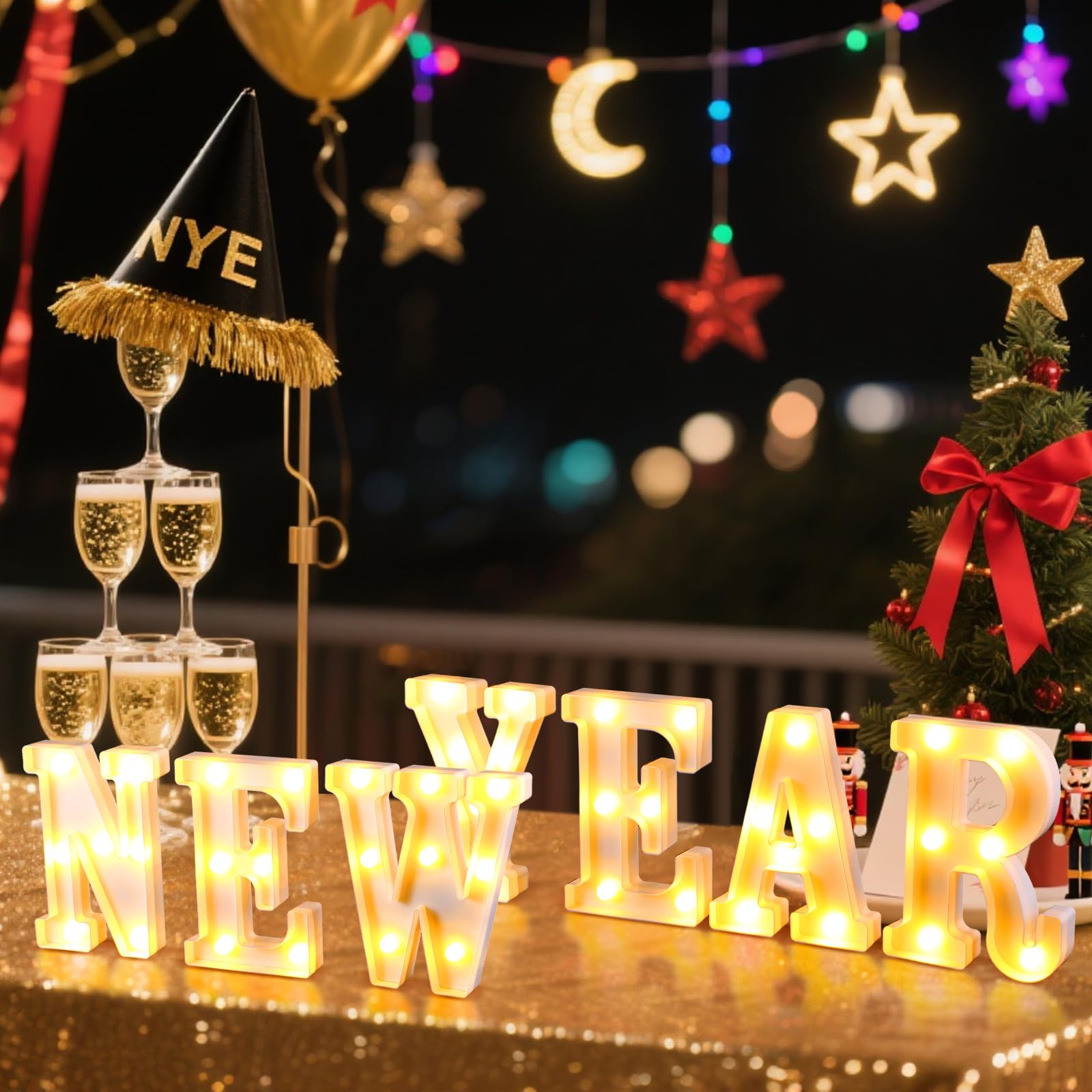 11 Pcs Happy Kwanzaa Large LED Letter Sign LED Lights Battery Powered Table Decorations for Party Favor Light Centerpiece Tabletop Decoration