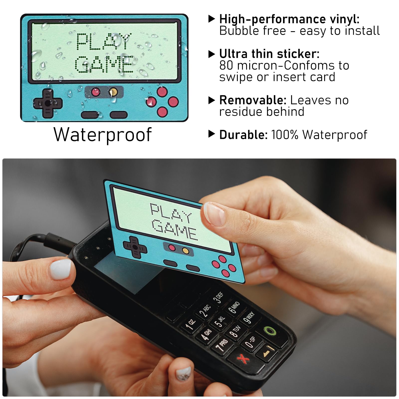 4PCS Credit Card Skin Set, Waterproof Debit Card Sticker Game Machine Theme Bank Card Sticker Skins - Black