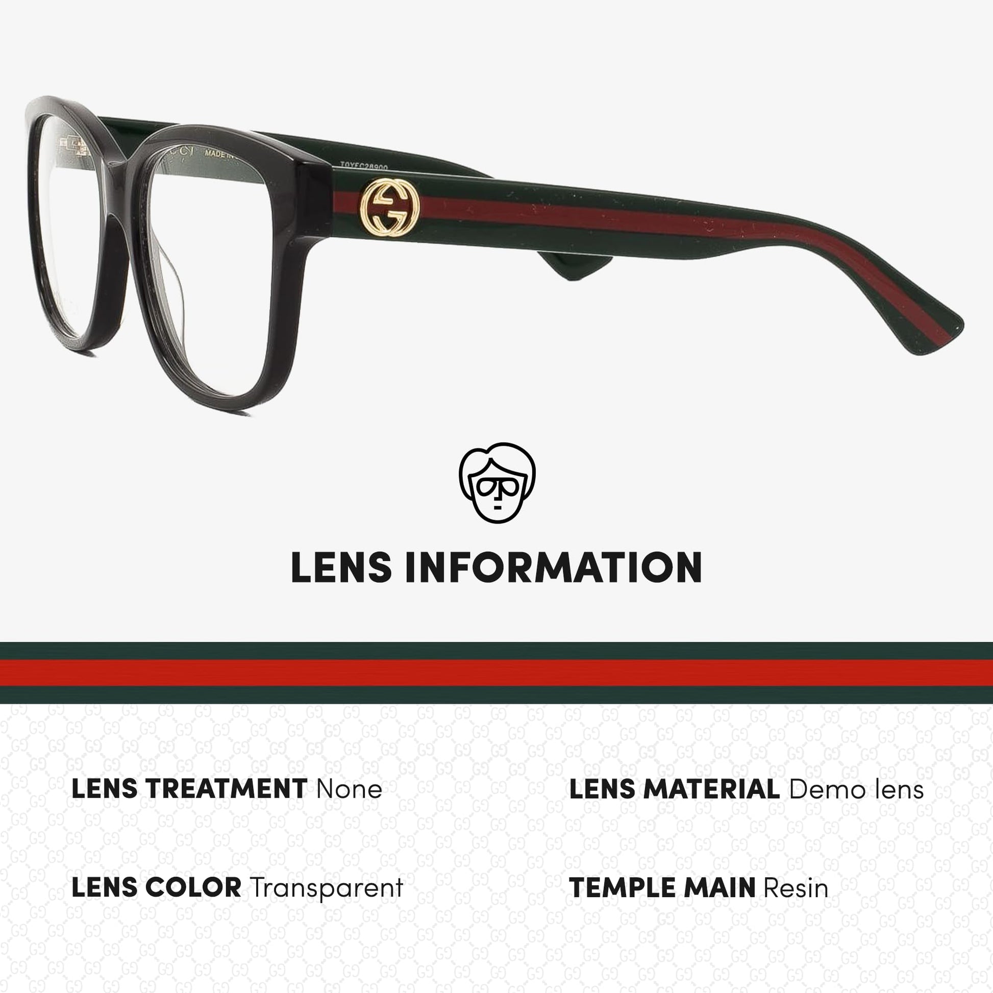 Gucci GG0038ON Square Shape Eyeglasses + Bundle with eSHADES Luxury Eyewear Kit