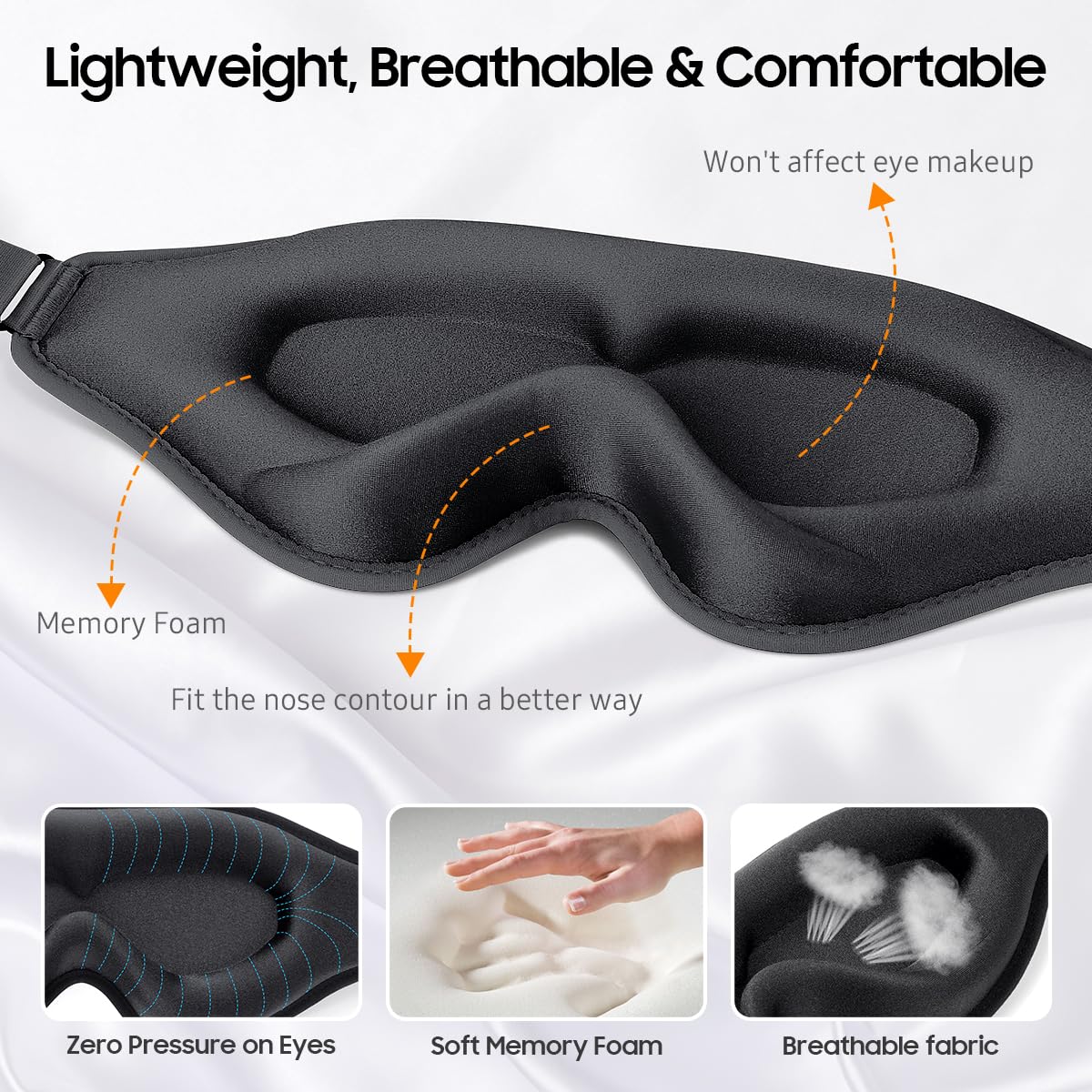 Sleep Mask, Premium Eye Mask for Sleeping, Total Blackout, Super Soft Comfort, Adjustable Fit, Upgraded 3D Ergonomic Designed Sleeping Mask for Home, Office, Travel, Meditation, Yoga, Pink