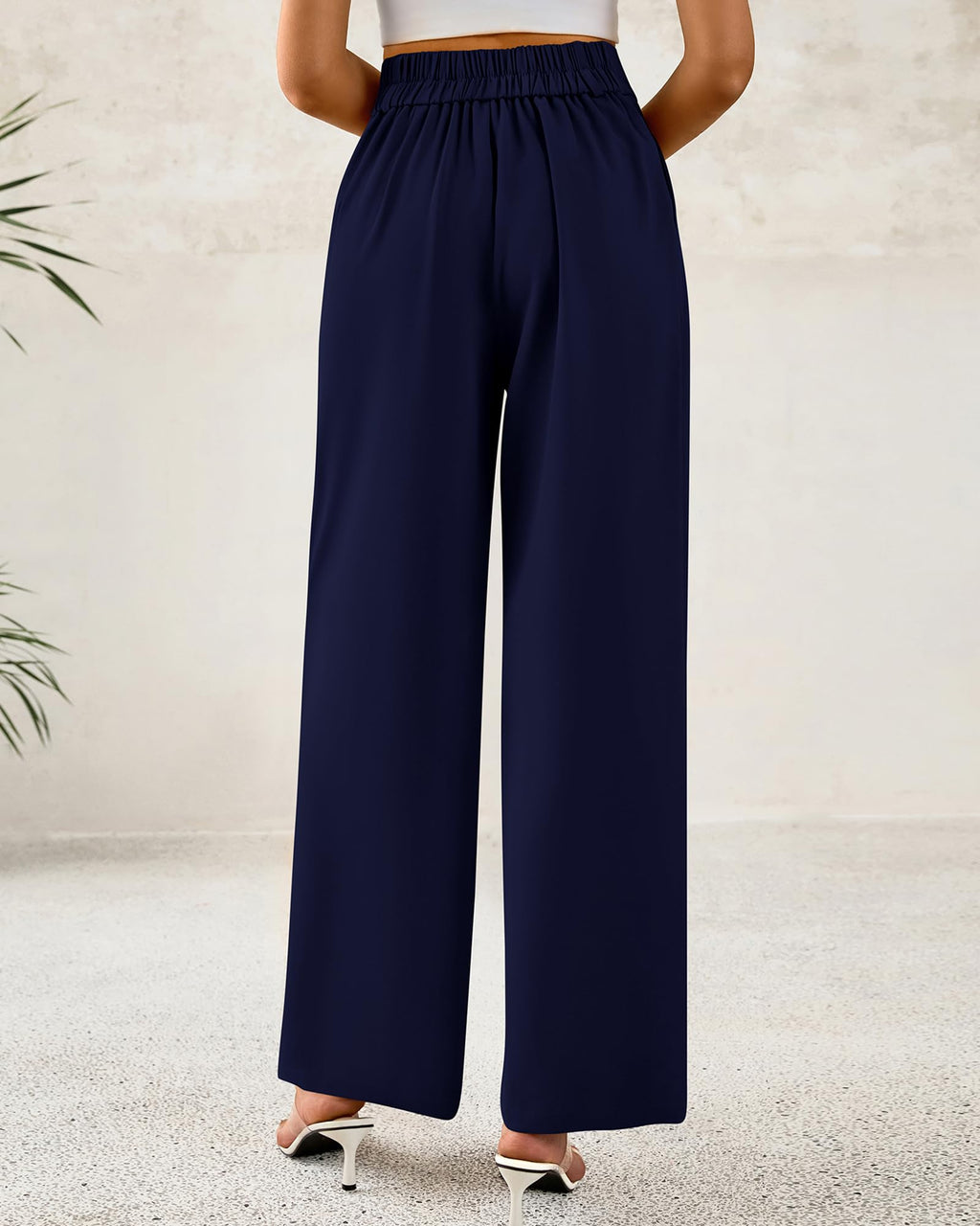 BTFBM Women Wide Leg Dress Pants 2025 High Waisted Button Pleated Business Casual Trousers Office Work Palazzo Pants