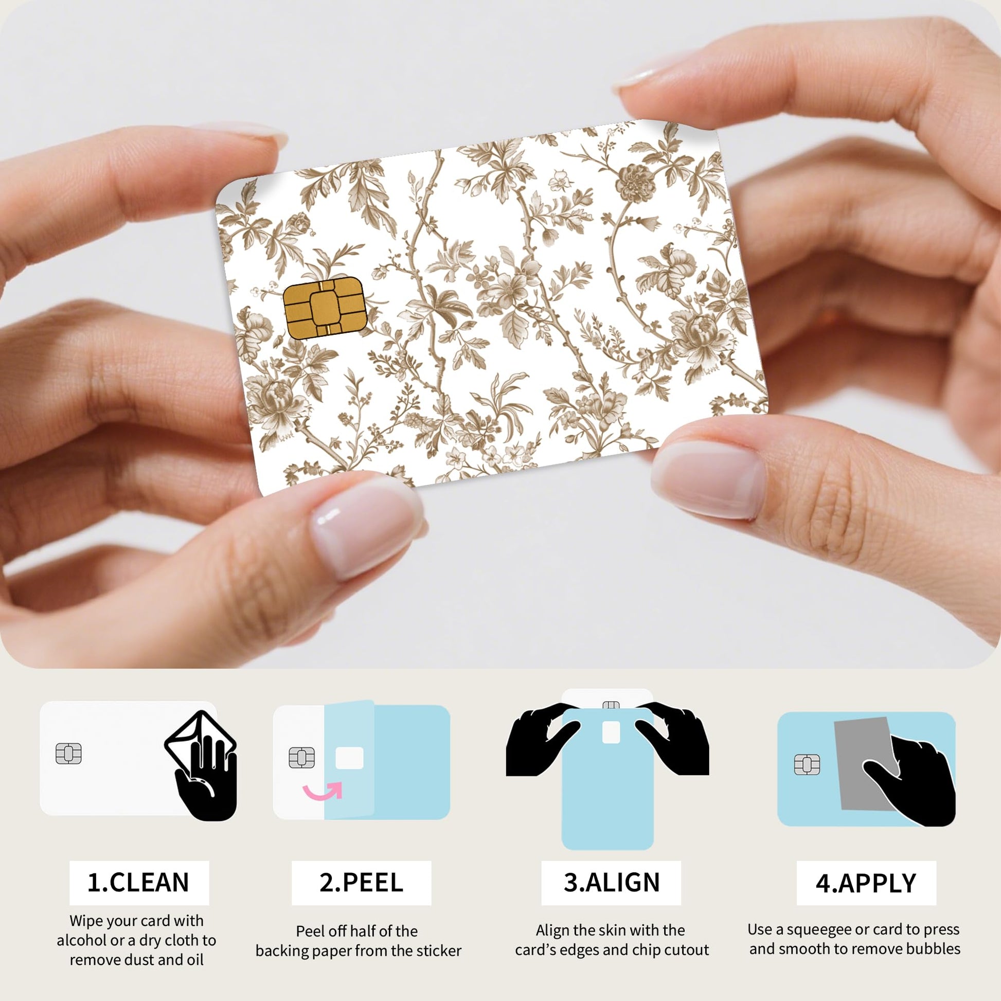 Credit Card Skin Stickers: 4PCS Scenic Mountain Debit Card Skins, Chinoiserie Landscape Cards Covers with Chip Cutout, Waterproof Removable Sticker Wraps for Bank Transportation Key Cards