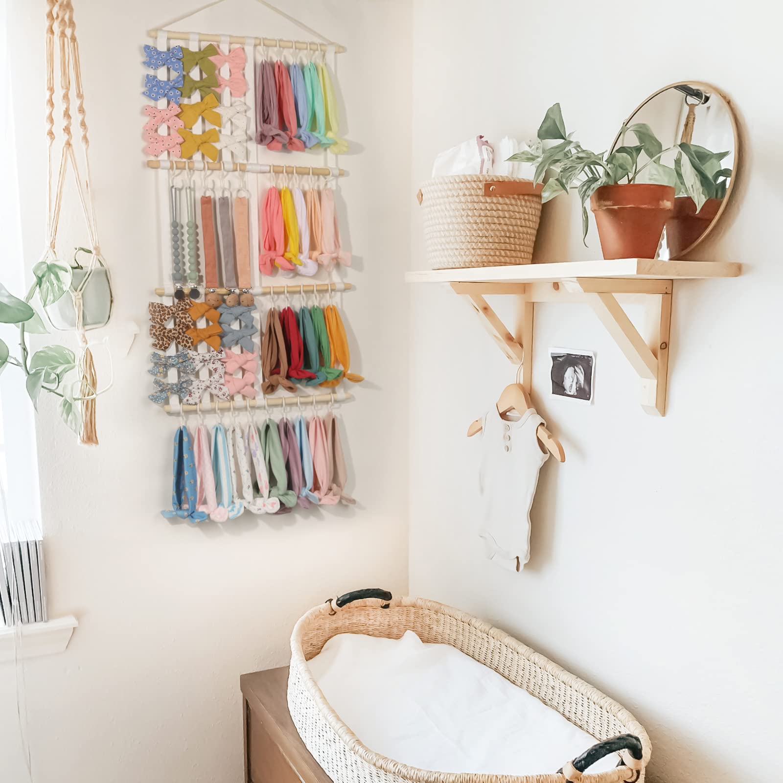 POVETIRE Headband Holder Hair Bows Organizer for Girls, Baby Headbands Hair Accessories Organizer Storage Wall Hanging Decor for Toddler Girls Room