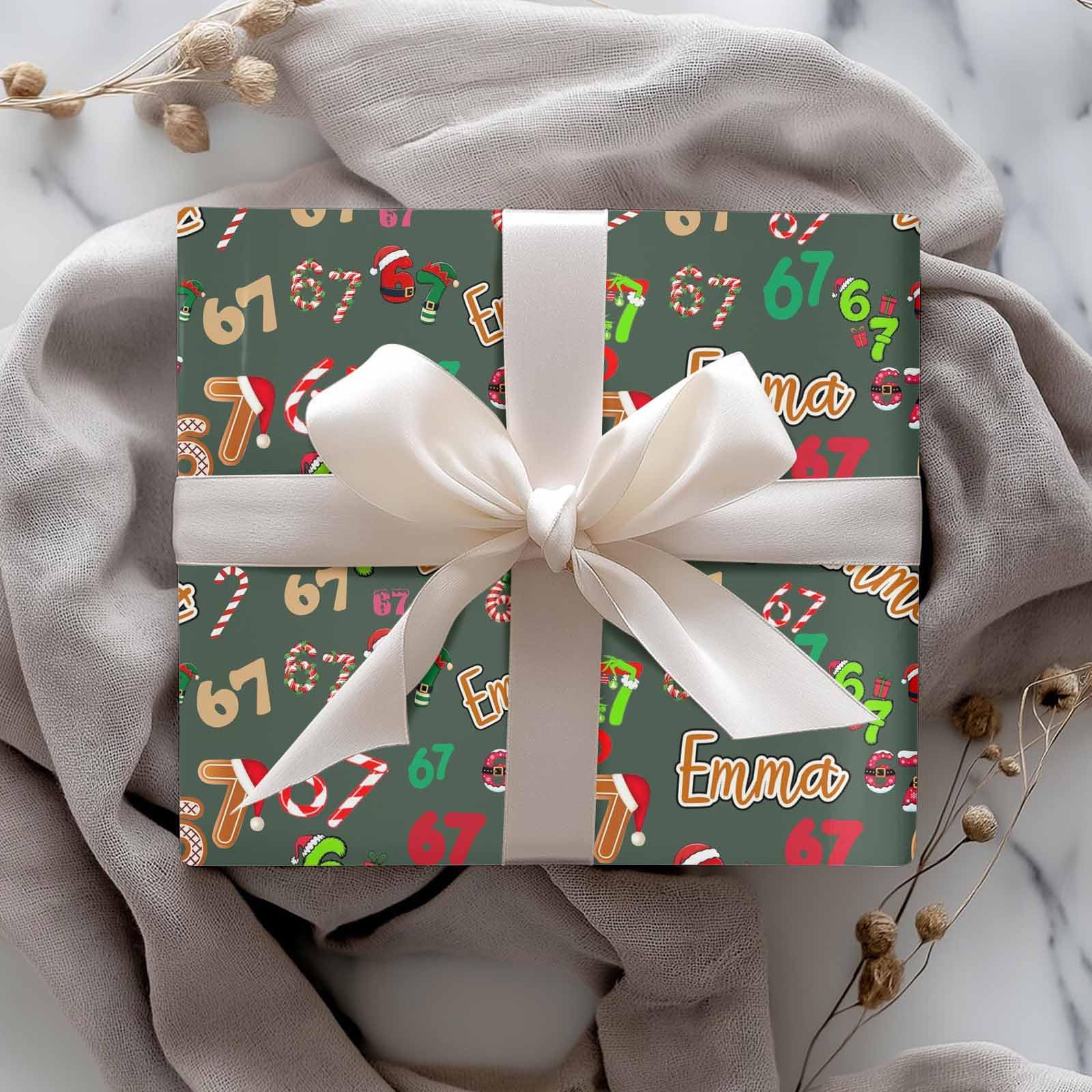 InterestPrint Custom Photo Wrapping Paper Merry Christmas with Christmas hat Wrapping Paper Custom Name Gift Wrap Roll Perfect for Birthdays 58"x 23"
