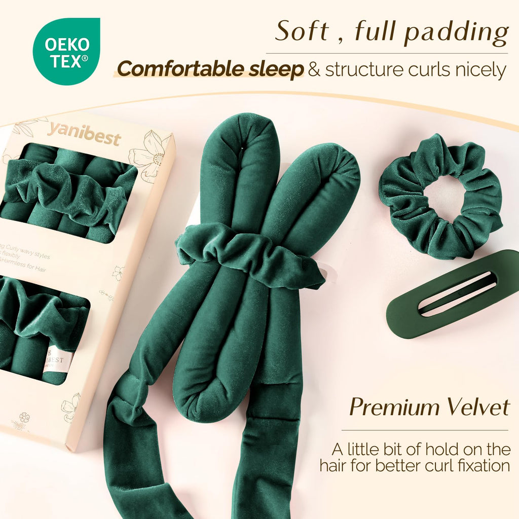 Yanibest Heatless Hair Curler, No Heat Hair Curlers to Sleep in, Super Soft Ribbon Wrap for Long Hair, Overnight Heatless Curling Set with Scrunchies and Clip, for All Hair types