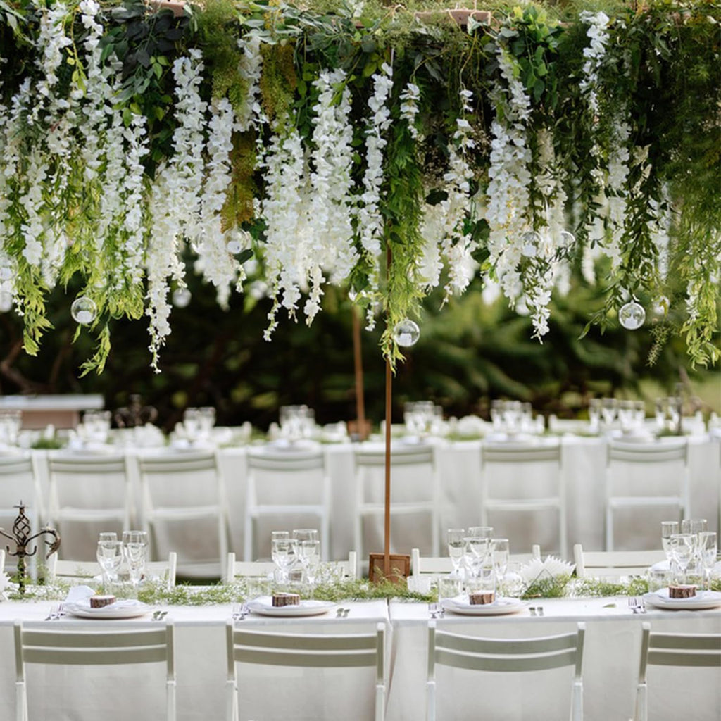 Wisteria Hanging Flowers,Fake Hanging Flowers,Wisteria artificiales Garland for Home Wedding Arch Floral Party Garden Ceremony Outdoor Decor,3.6 feet Long(36,White)
