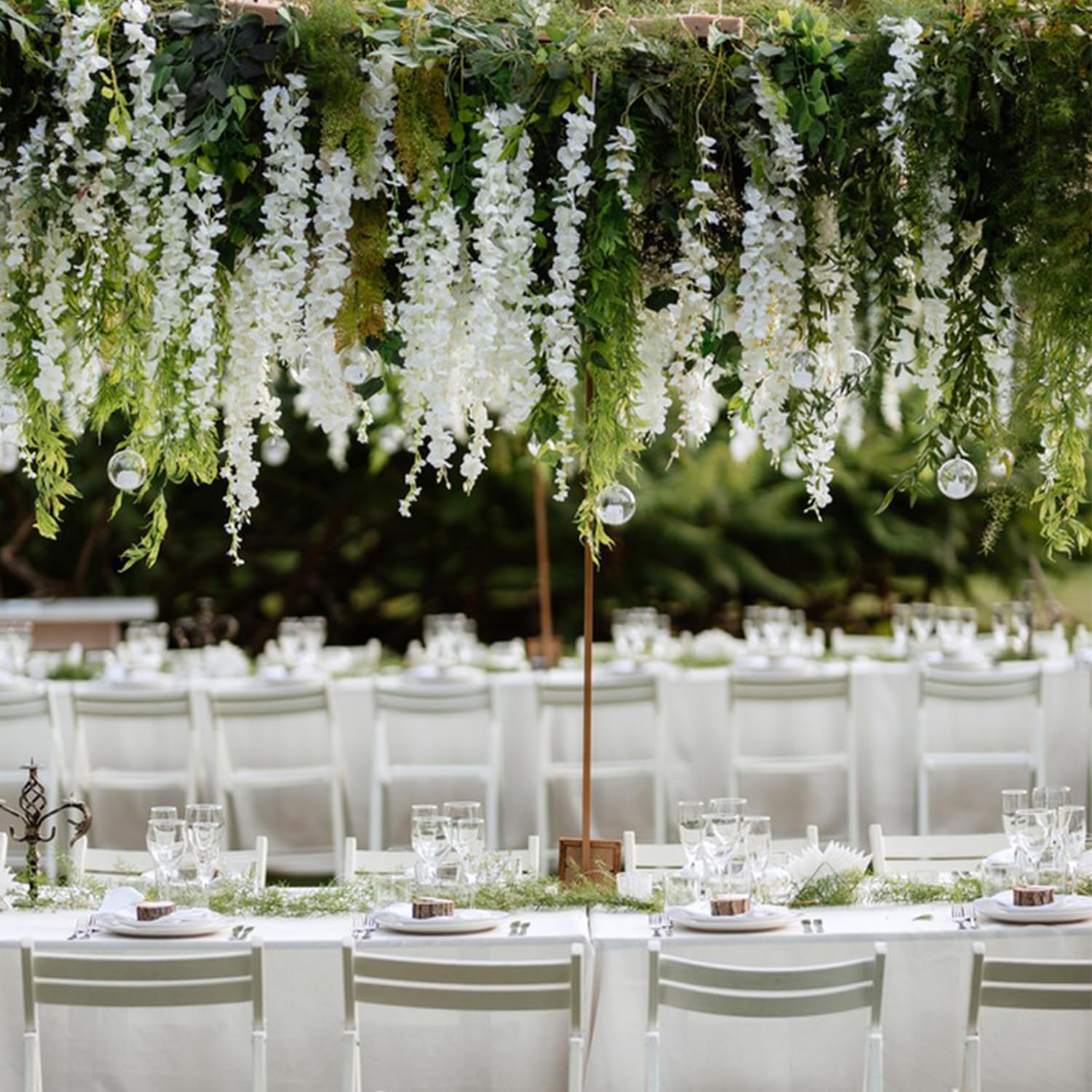 Wisteria Hanging Flowers,Fake Hanging Flowers,Wisteria artificiales Garland for Home Wedding Arch Floral Party Garden Ceremony Outdoor Decor,3.6 feet Long(36,White)
