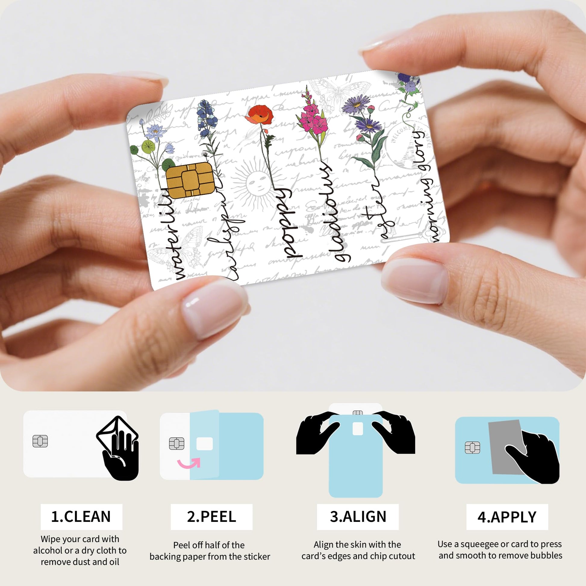 Credit Card Skin Stickers: 4PCS Scenic Mountain Debit Card Skins, Chinoiserie Landscape Cards Covers with Chip Cutout, Waterproof Removable Sticker Wraps for Bank Transportation Key Cards