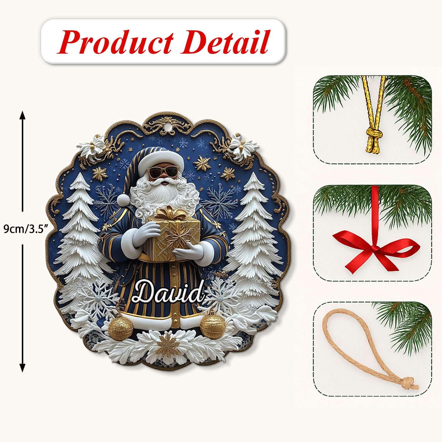 2D Acrylic Christmas Elf Shaped Ornament with Gift Box, Personalized Name Holiday Keepsake, Cute Ornament for Kids Room, Custom Name African-Inspired Decoration, Gifts for Boys