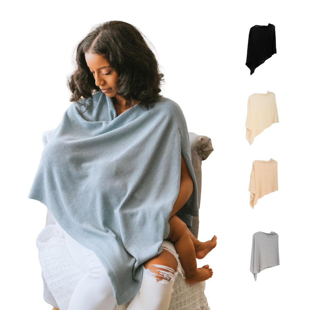 Breathable Nursing Cover Up for Breastfeeding - Privacy Nursing Covers - Newborn Essentials Must Haves - Improved Ponchy by Gold Mamas - Sand