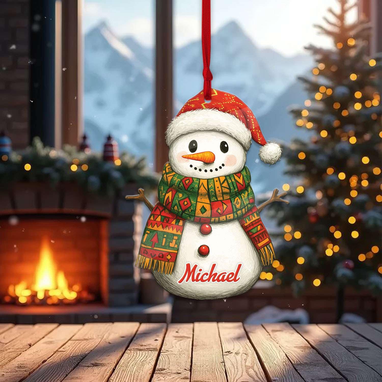 2D Acrylic Christmas Elf Shaped Ornament with Gift Box, Personalized Name Holiday Keepsake, Cute Ornament for Kids Room, Custom Name African-Inspired Decoration, Gifts for Boys