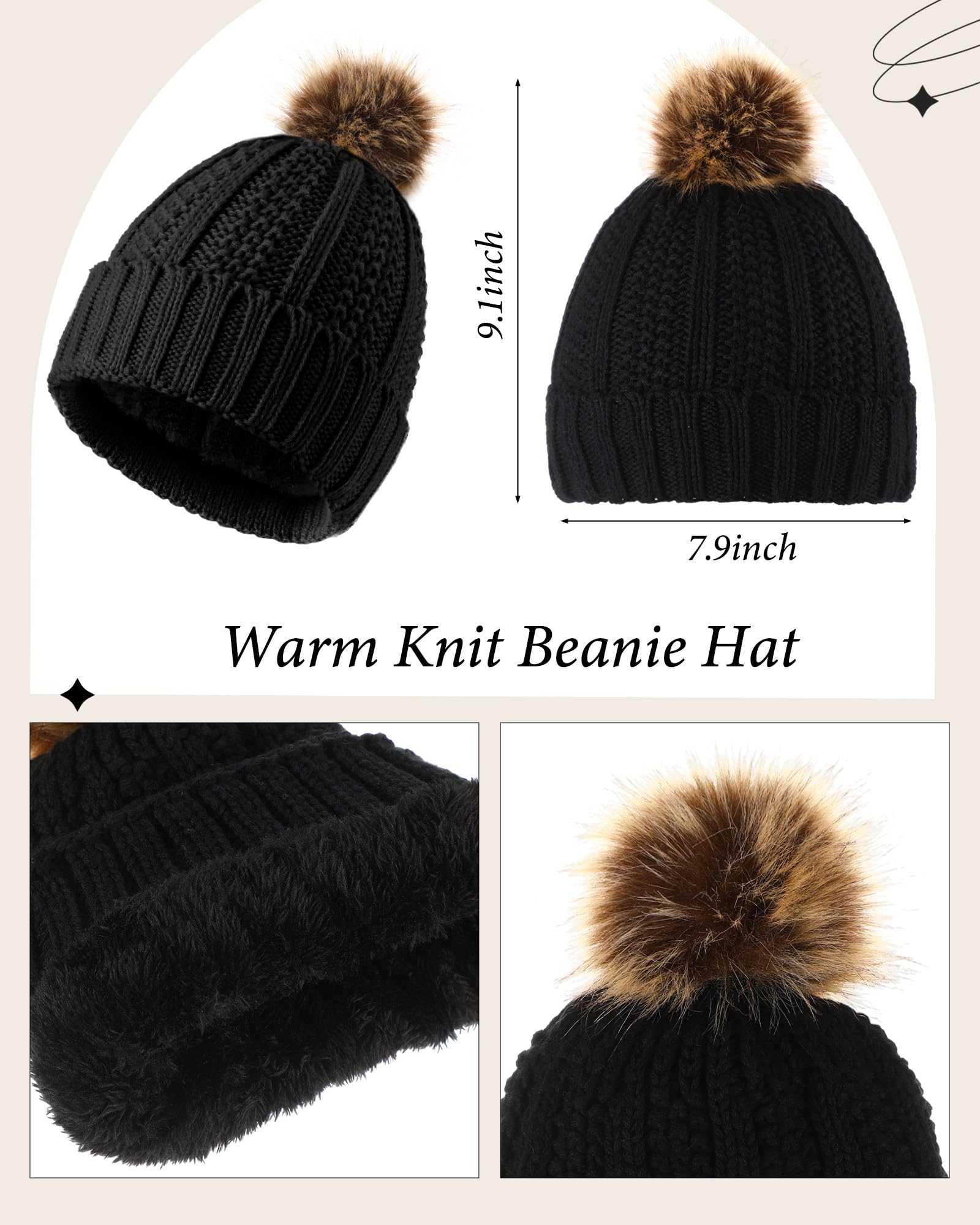 Geyoga 6 Pcs Winter Warm Set for Women Warm Beanies Hats Touchscreen Gloves Long Scarf Ear Muffs Socks Winter Gifts for Women