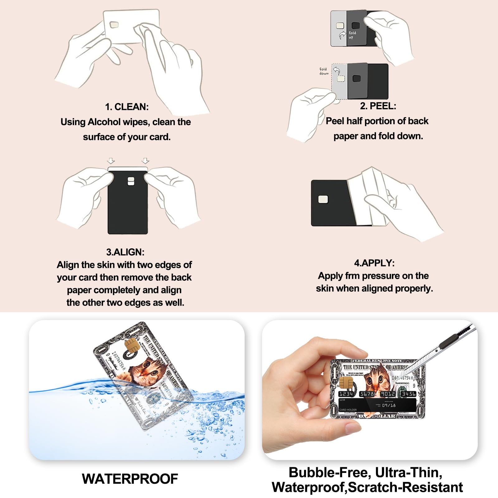 4PCS Debit Card Skin Sticker, Only Dads Debit Card Sticker,Funny Debit Card Skin Sticker Cover for Debit Credit Cards,Cute Waterproof Skins Cover for Bank, EBT, Key, Transportation, ID(Only Dad)