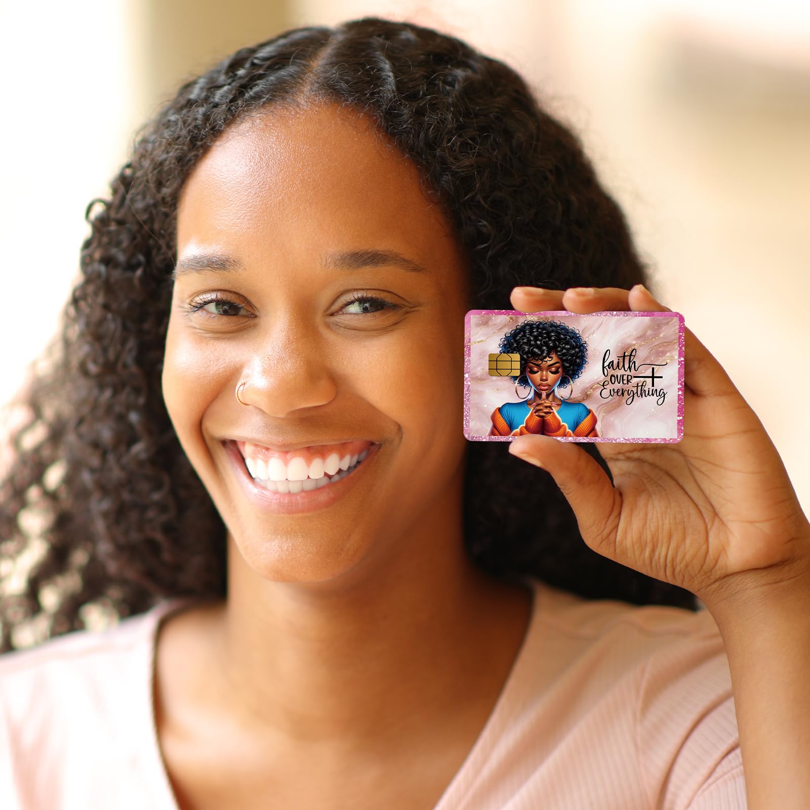 Credit Card Skin Stickers - 4 Pcs Black Women Debit Card Skin Stickers Cover Set, Affirmative Inspirational Black Girl Waterproof Removable Decals for DIY Transportation Cards