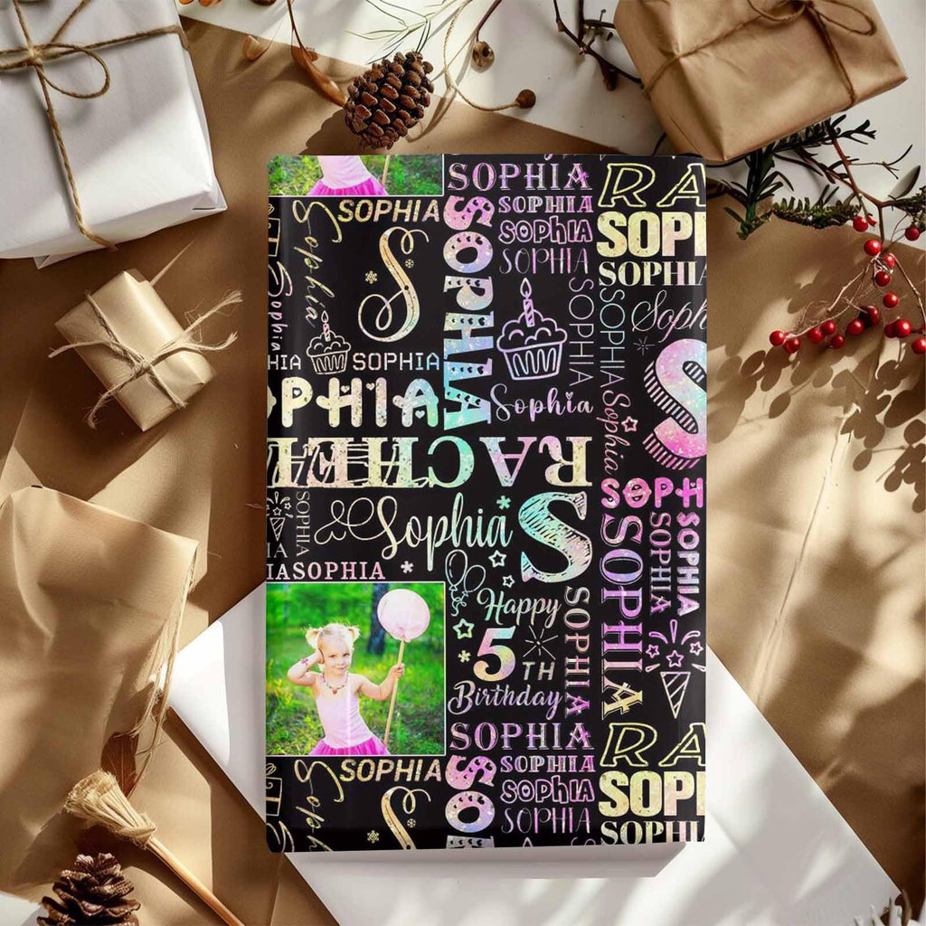 InterestPrint Custom Photo Wrapping Paper Merry Christmas with Christmas hat Wrapping Paper Custom Name Gift Wrap Roll Perfect for Birthdays 58"x 23"