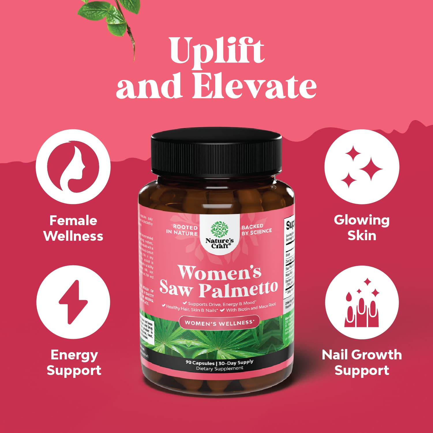 Extra Strength Saw Palmetto for Women 500mg - DHT Blocker for Women 30-Day Supply - Hair Vitamins for Hair Loss Supplement - Pure Saw Palmetto Extract Capsules with Maca Root & Biotin - 90 Capsules