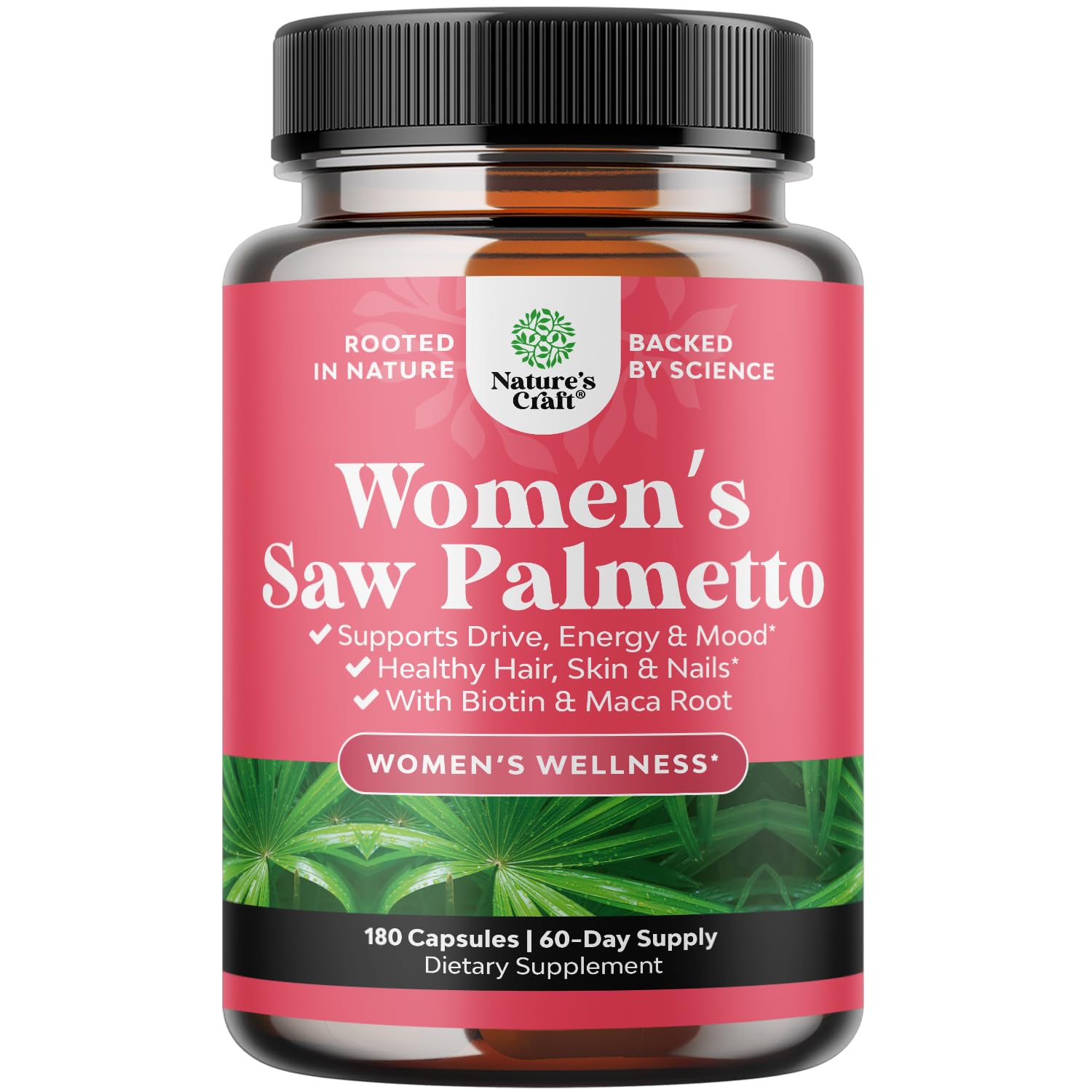 Extra Strength Saw Palmetto for Women 500mg - DHT Blocker for Women 30-Day Supply - Hair Vitamins for Hair Loss Supplement - Pure Saw Palmetto Extract Capsules with Maca Root & Biotin - 90 Capsules
