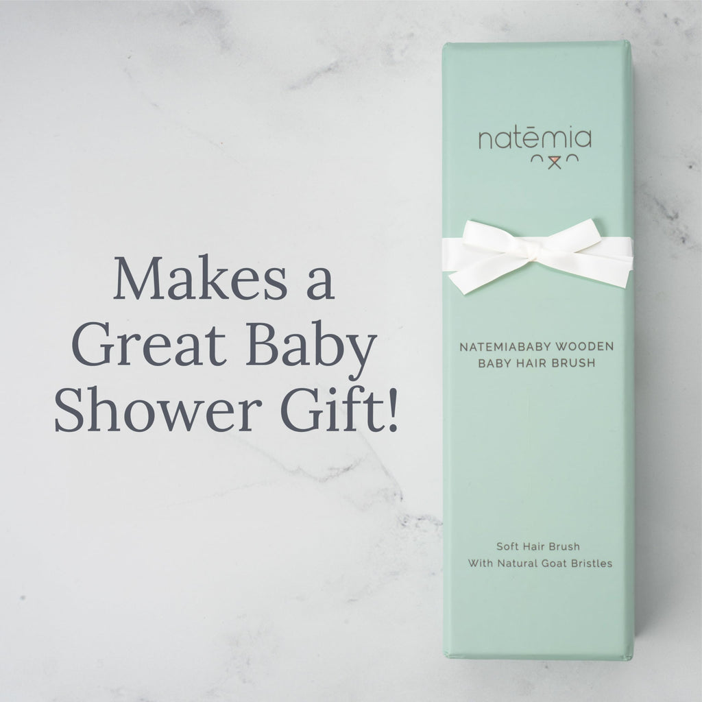 Natemia Wooden Baby Hair Brush & Comb Set - Pack of 3, Oval - Natural Goat Hair Bristles & Soft Bristle Brush - Gentle Scalp Massage & Cradle Cap Comb - For Newborns & Toddlers, Baby Grooming Kit