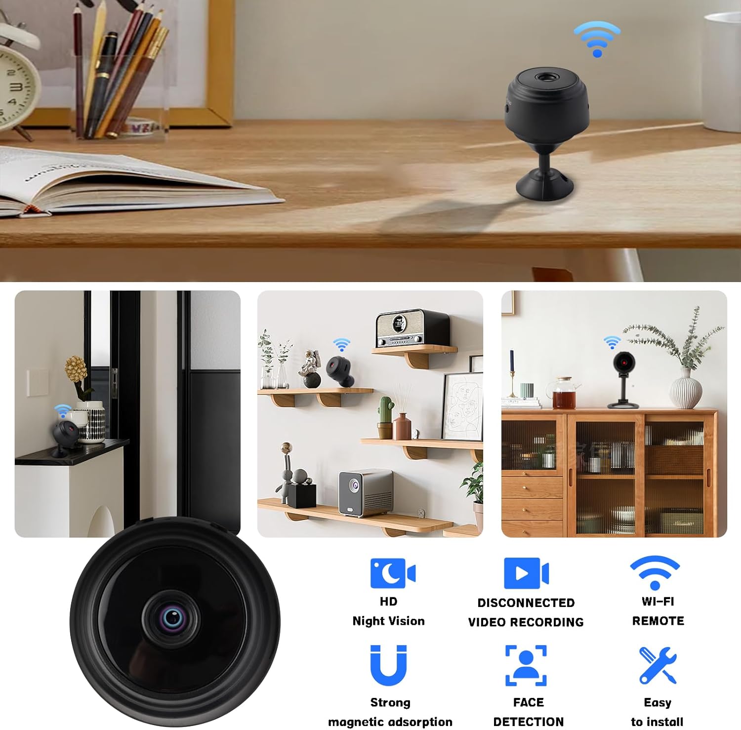 Hidden Cameras -Nanny Cam -WiFi Wireless -1080P HD Security Camera-Best Mini -Car Cameras for Surveillance-Surveillance Camera with Motion Detection and Night Vision,App Control