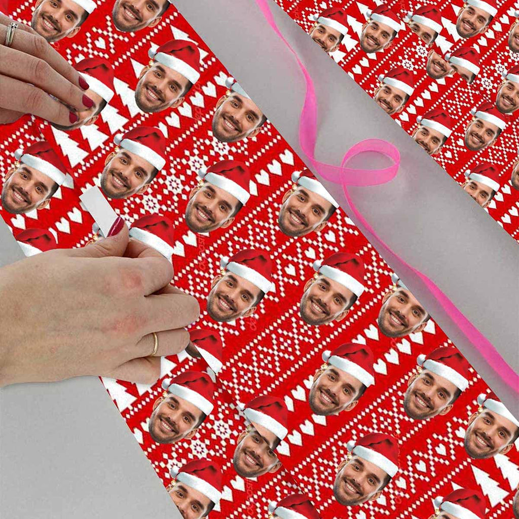 InterestPrint Custom Photo Wrapping Paper Merry Christmas with Christmas hat Wrapping Paper Custom Name Gift Wrap Roll Perfect for Birthdays 58"x 23"