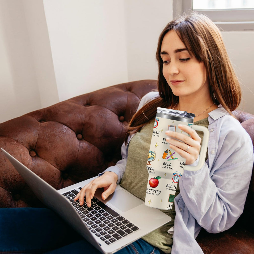 Christian Gifts for Women, 40 oz I Can Do All Things Christ Tumbler With Handle, Inspirational Religious Birthday Gifts for Faith Cup, Christian Jesus God Bible Verse Pastor Prayer Gift for Christmas