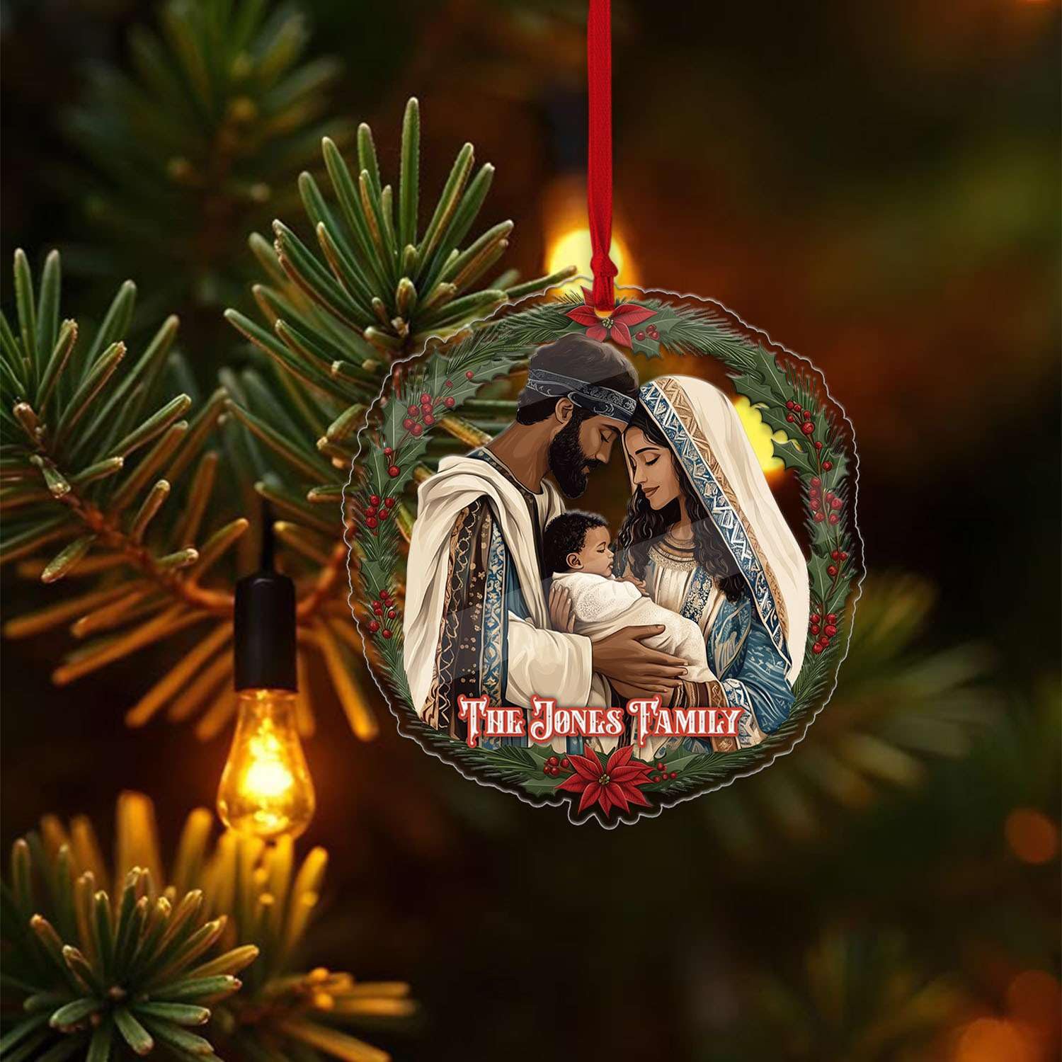 2D Acrylic Christmas Elf Shaped Ornament with Gift Box, Personalized Name Holiday Keepsake, Cute Ornament for Kids Room, Custom Name African-Inspired Decoration, Gifts for Boys