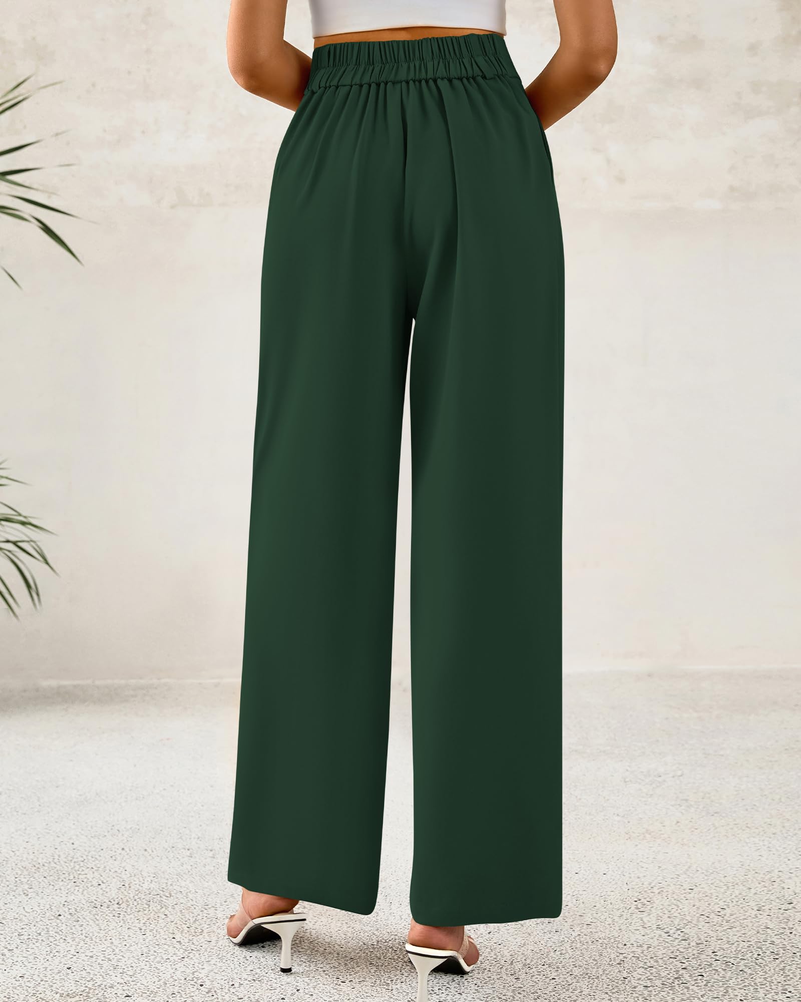 BTFBM Women Wide Leg Dress Pants 2025 High Waisted Button Pleated Business Casual Trousers Office Work Palazzo Pants