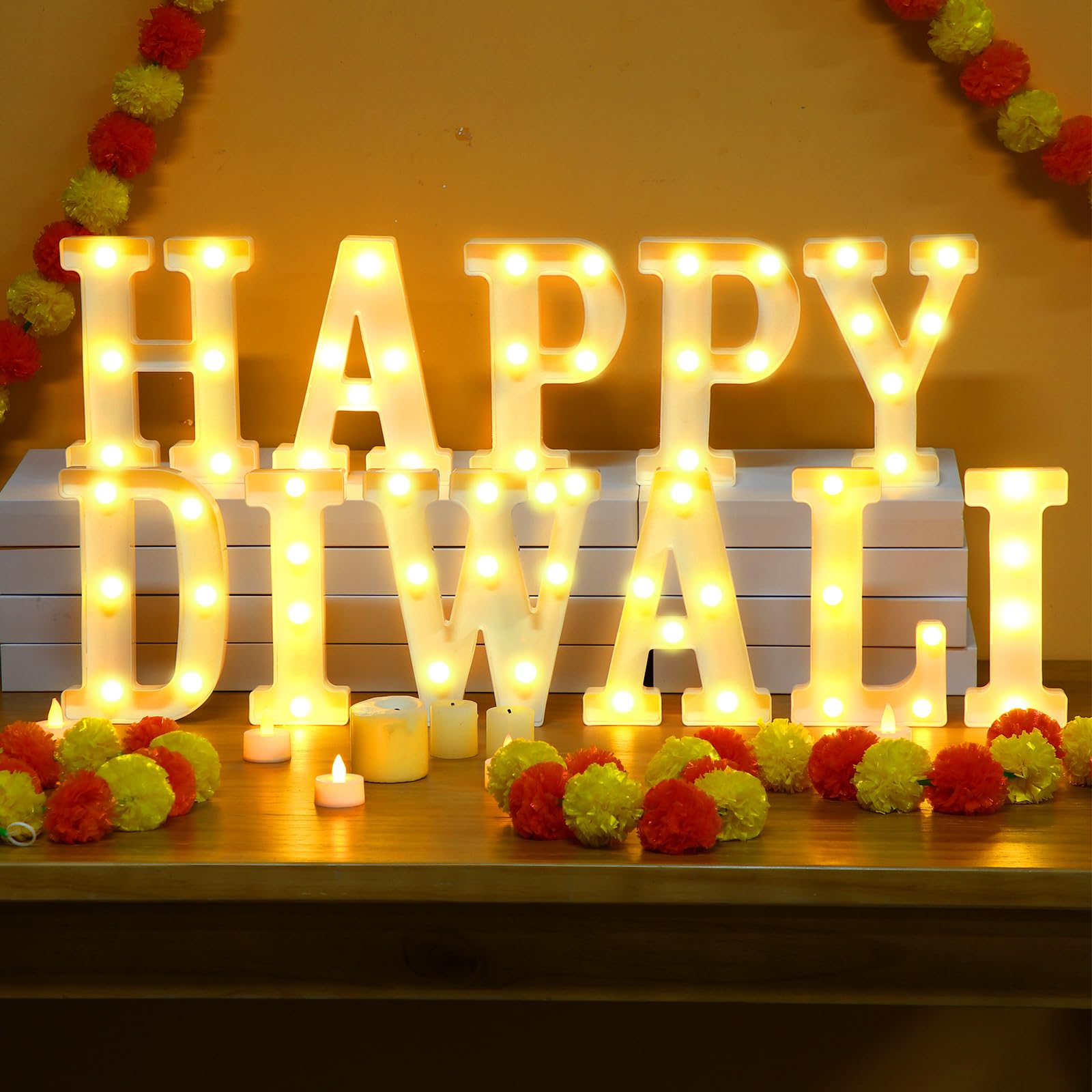 11 Pcs Happy Kwanzaa Large LED Letter Sign LED Lights Battery Powered Table Decorations for Party Favor Light Centerpiece Tabletop Decoration