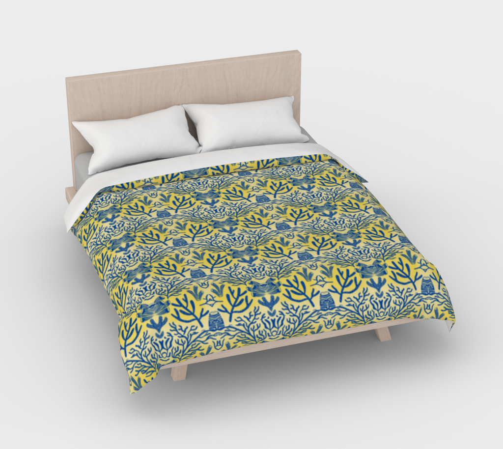 Sunshine Blues Coral Duvet