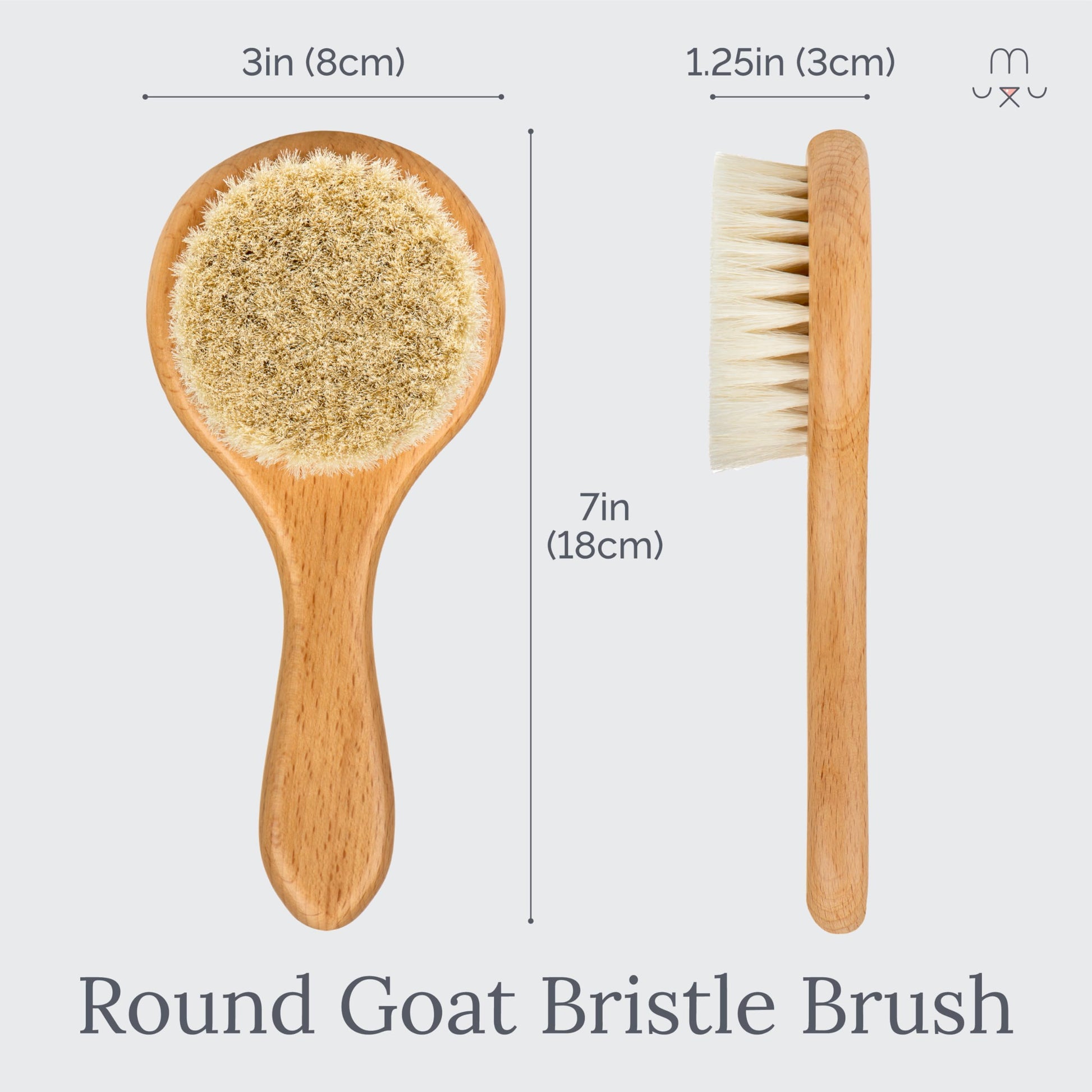 Natemia Wooden Baby Hair Brush & Comb Set - Pack of 3, Oval - Natural Goat Hair Bristles & Soft Bristle Brush - Gentle Scalp Massage & Cradle Cap Comb - For Newborns & Toddlers, Baby Grooming Kit