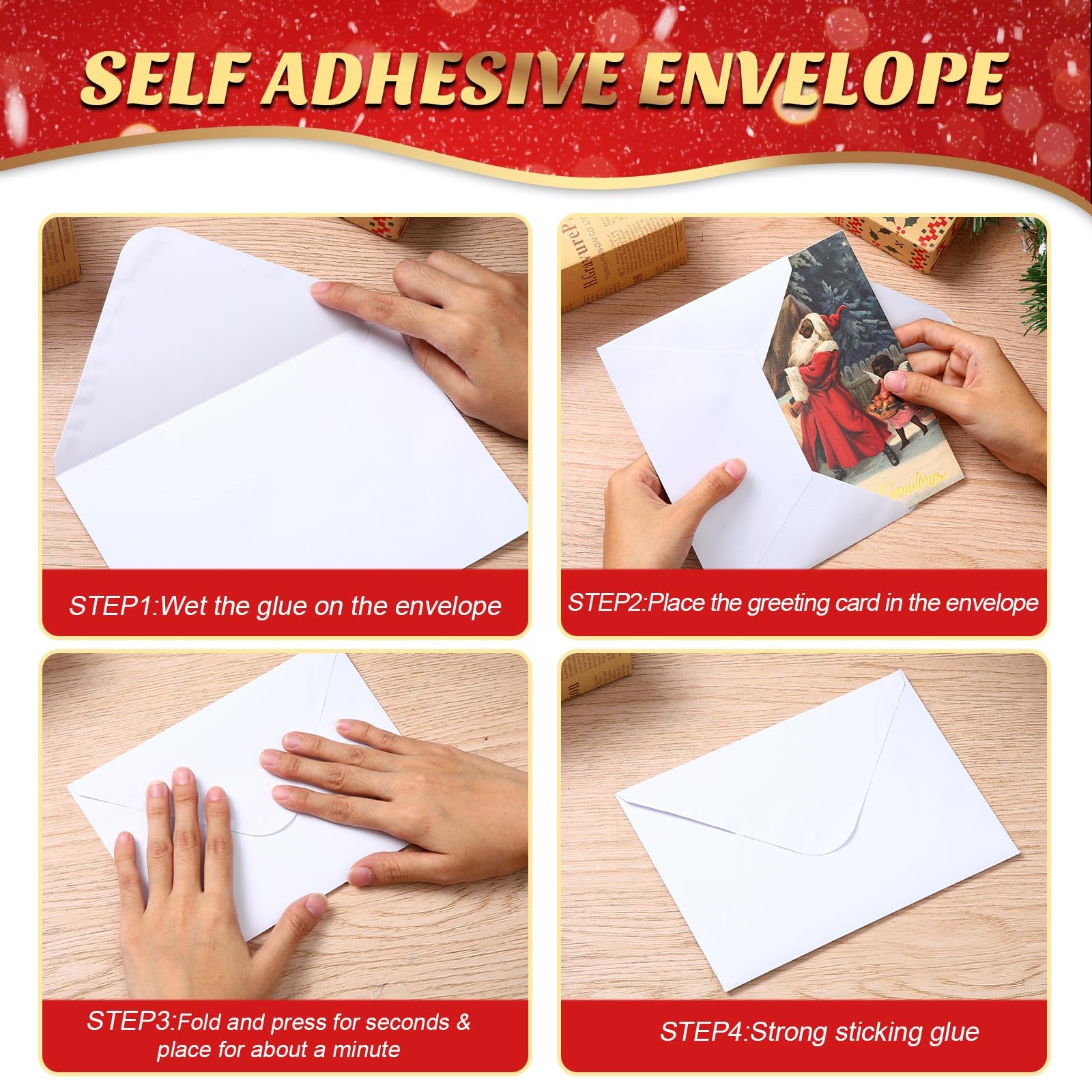 Zhanmai 100 Sets Black Christmas Cards African American Black Religious Cards with Envelopes for Christmas Supplies(Vintage)