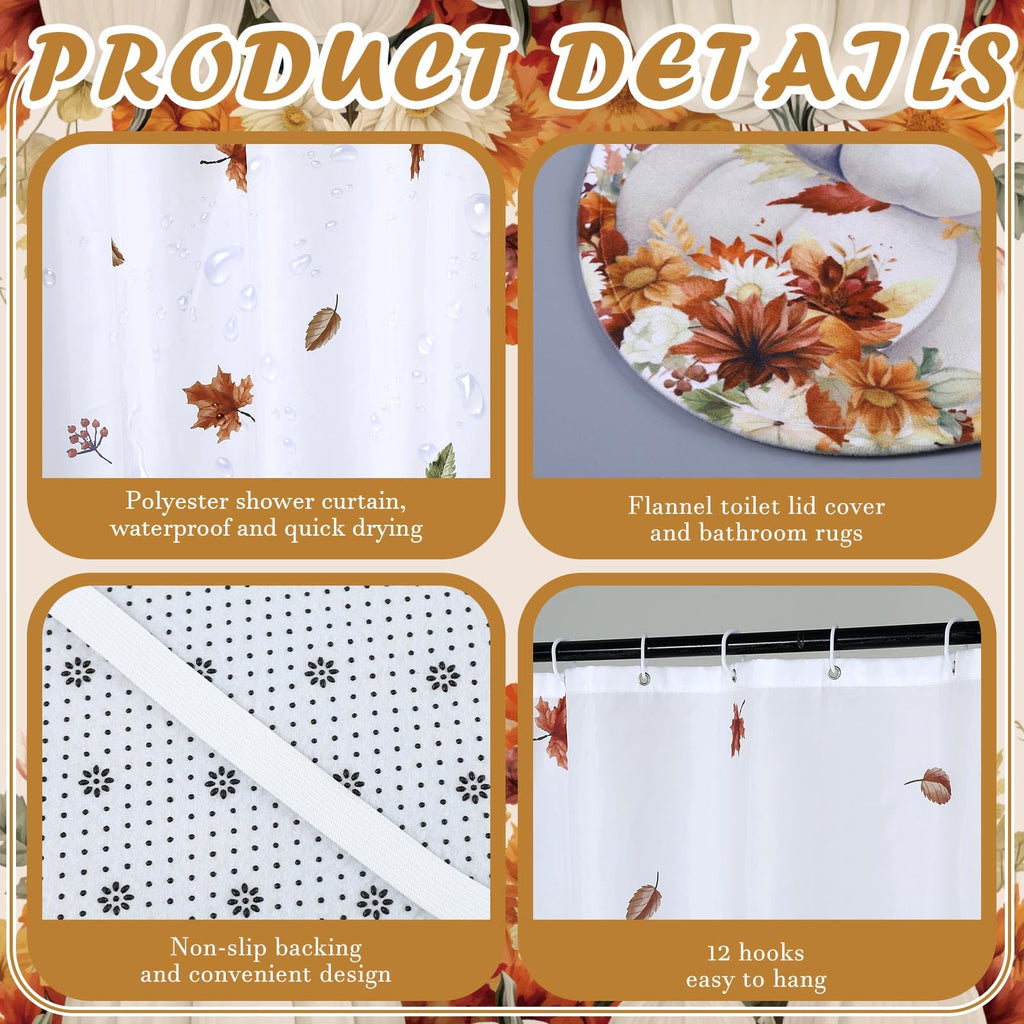 Honoson 8 Pcs Christmas Black Santa Claus Shower Curtain Set with Rugs and Kitchen Towels African American Retro Christmas Bathroom Decor Black Santa Curtain Decorations Xmas Farmhouse Gifts