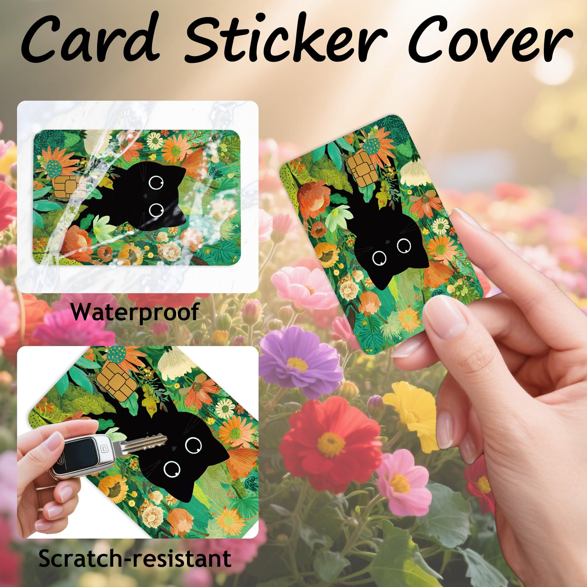 Credit Card Skin Stickers: 4PCS Scenic Mountain Debit Card Skins, Chinoiserie Landscape Cards Covers with Chip Cutout, Waterproof Removable Sticker Wraps for Bank Transportation Key Cards