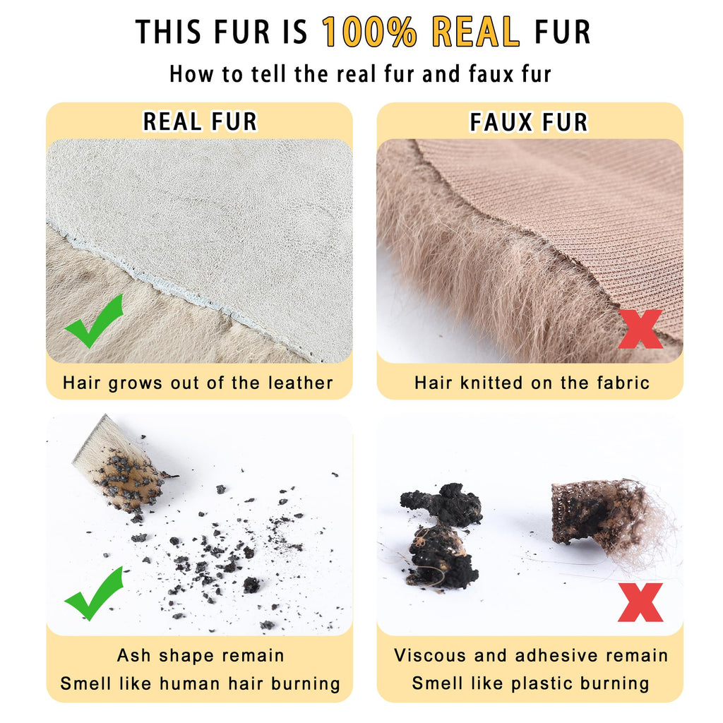 Fur Story Women's Genuine Rabbit Fur Coat With Fox Fur Cuffs Warm Winter Coat Black Long Jacket