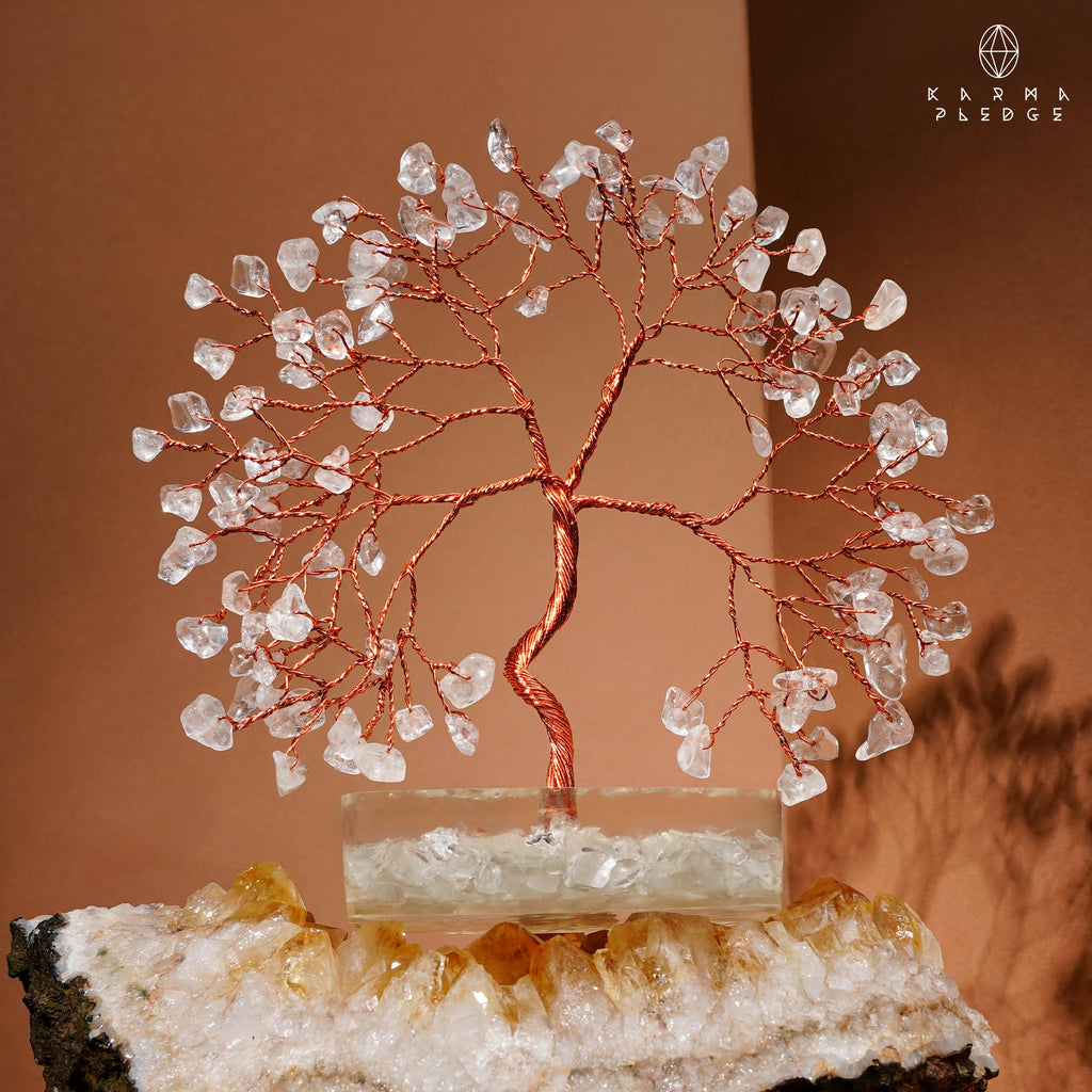 Rose Quartz Crystal Trees for Home Decor, Office Desk Decoration, Chakra Healing Crystals and Stone for Positive Energy, Money, Good Luck, Tree of Life Spiritual Birthday Gifts for Women and Mom