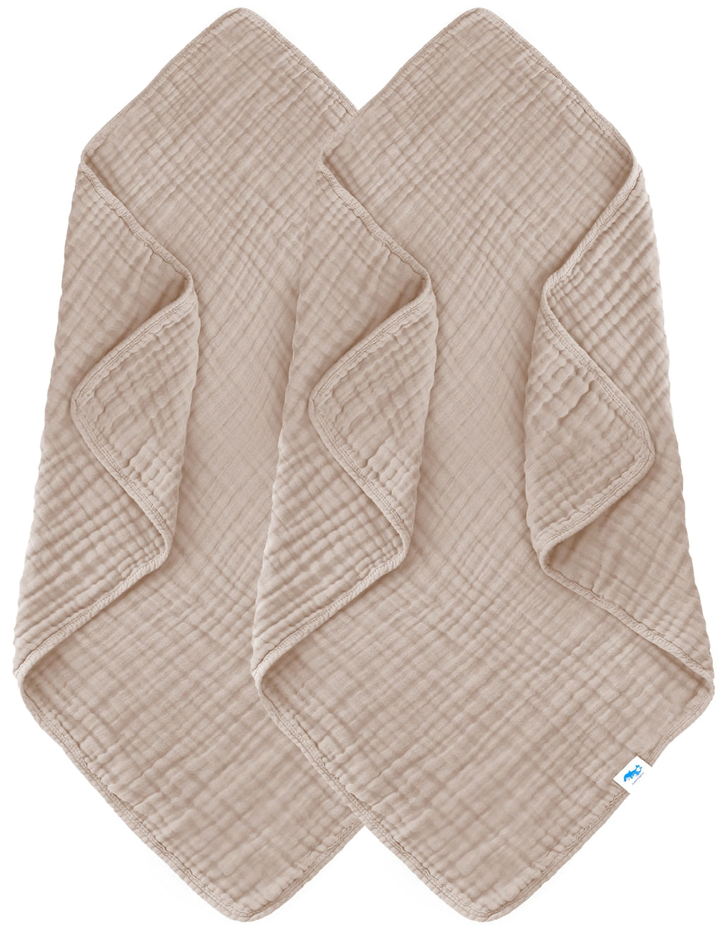 SWEET DOLPHIN Muslin Hooded Baby Bath Towels - 2 Pack 100% Cotton Towel for Babies, Infants, Toddlers - 32x32Inch - Highly Absorbent and Newborn Essential, Light Bean Paste
