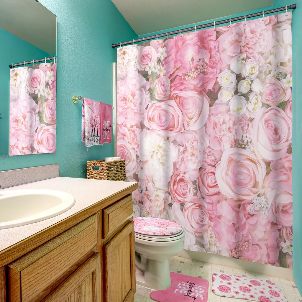 Honoson 8 Pcs Christmas Black Santa Claus Shower Curtain Set with Rugs and Kitchen Towels African American Retro Christmas Bathroom Decor Black Santa Curtain Decorations Xmas Farmhouse Gifts