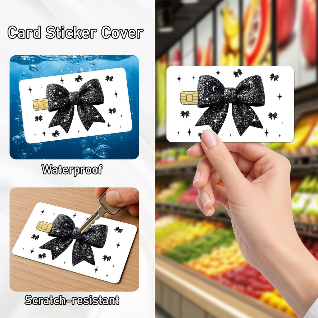 Coquete Leopard Credit Card Skin - 4 Pcs Cherry Bow 8 Ball Billiards Debit Skin Stickers Leopard Lip Print Credit Decal Cover Set for Transportation Key Debit Bus Cards Women