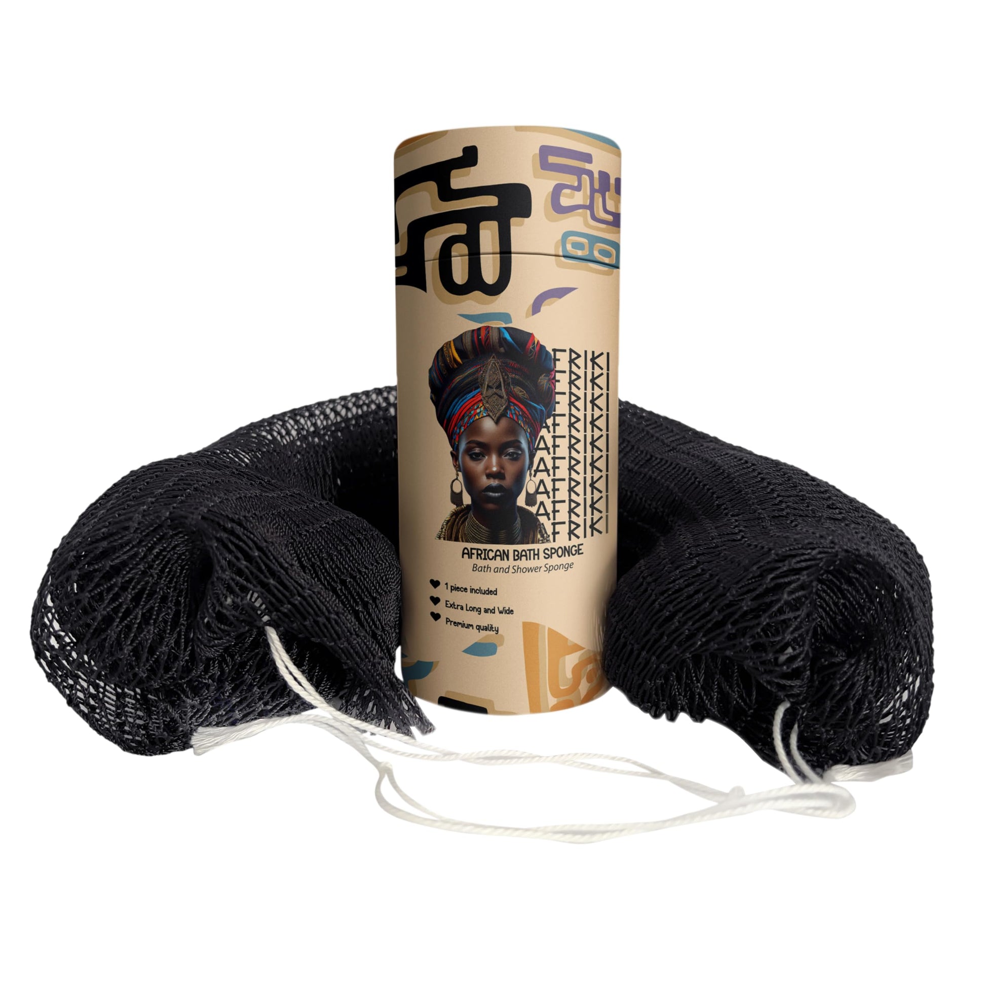 AFRIKI African Net Sponge – Exfoliating Body Scrubber, Black Owned & Rooted in Africa, All Skin Types | 45 in Long